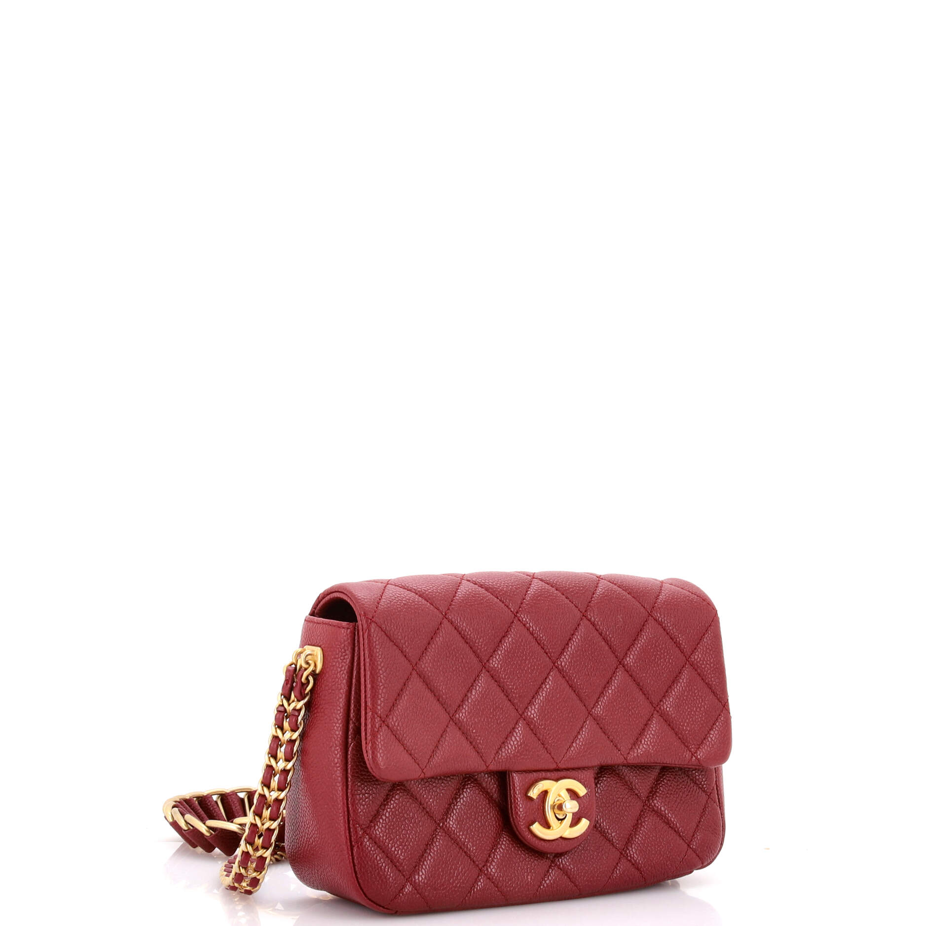 Chain Soul Flap Bag Quilted Caviar Small
