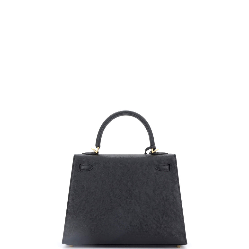 Kelly Handbag Noir Epsom with Gold Hardware 25