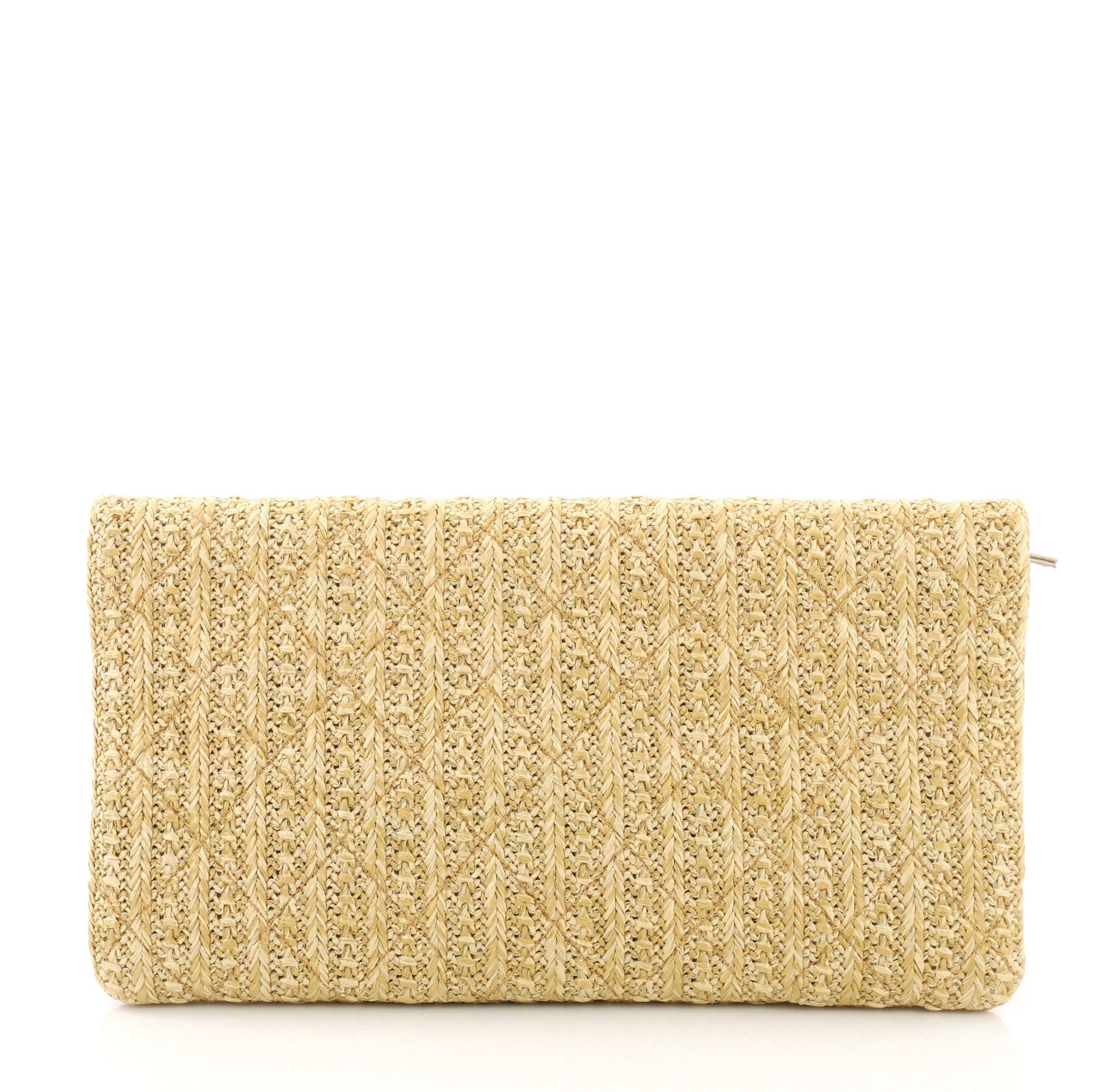 CC Clutch Quilted Woven Raffia Medium