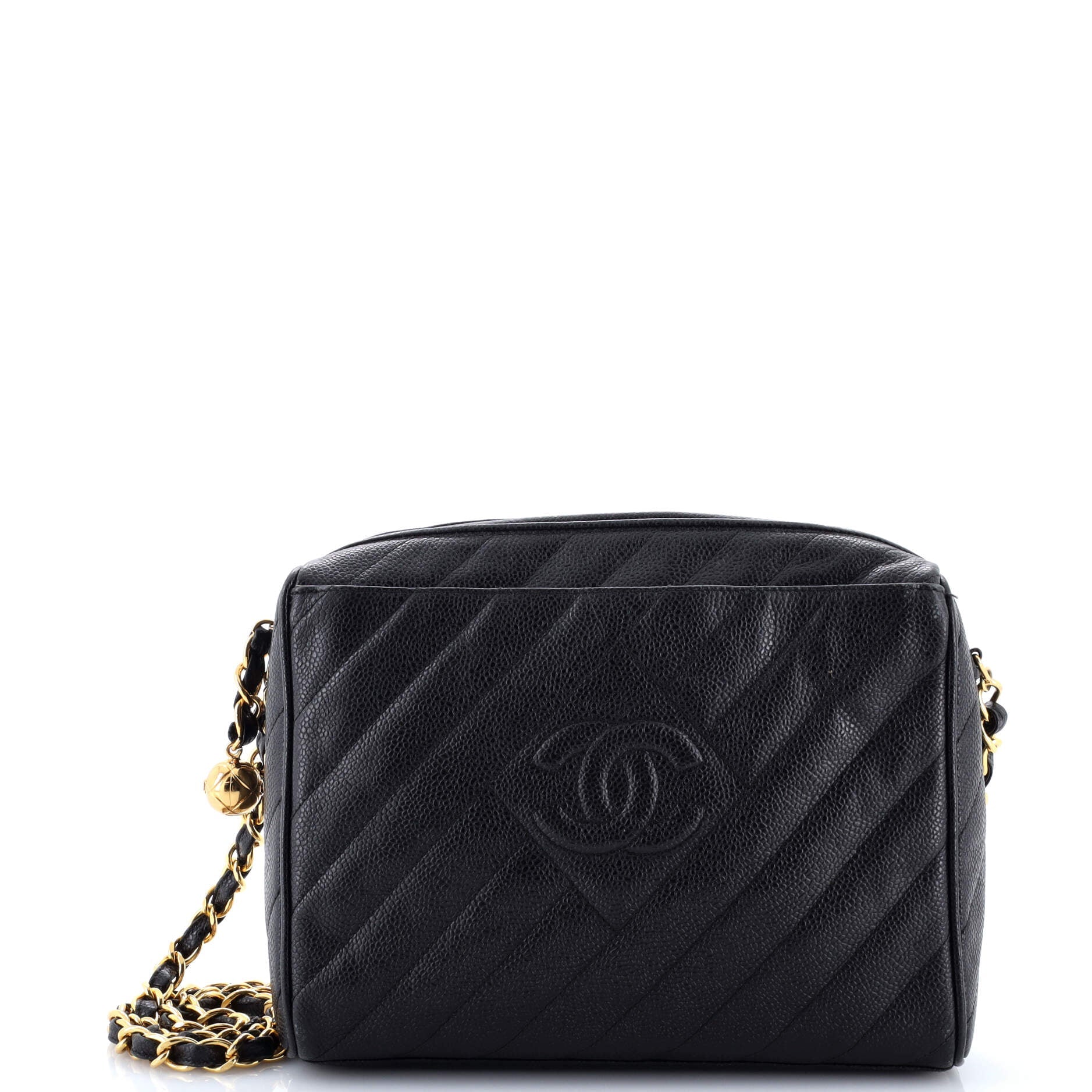 Vintage Diamond CC Camera Shoulder Bag Quilted Caviar Medium