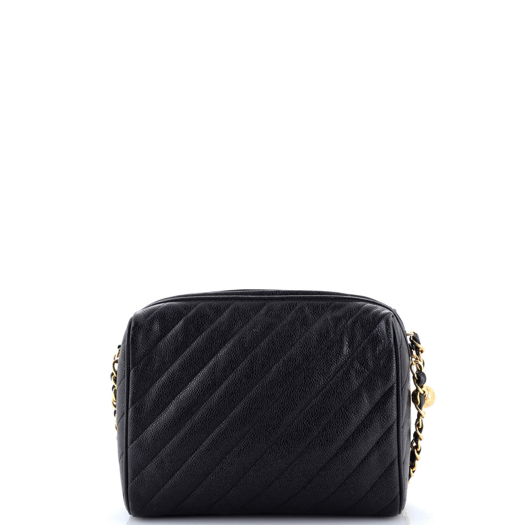 Vintage Diamond CC Camera Shoulder Bag Quilted Caviar Medium