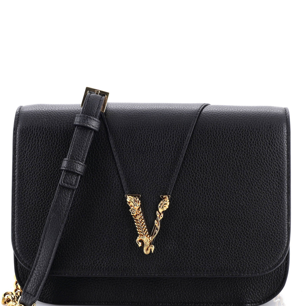 Virtus Chain Flap Shoulder Bag Leather Medium