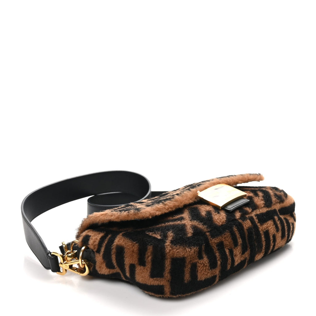 Shearling Vitello Dolce Macro FF 1974 Baguette Tobacco Black