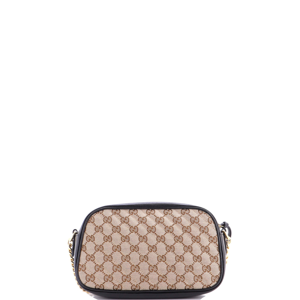 GG Marmont Shoulder Bag Diagonal Quilted GG Canvas with Leather Small