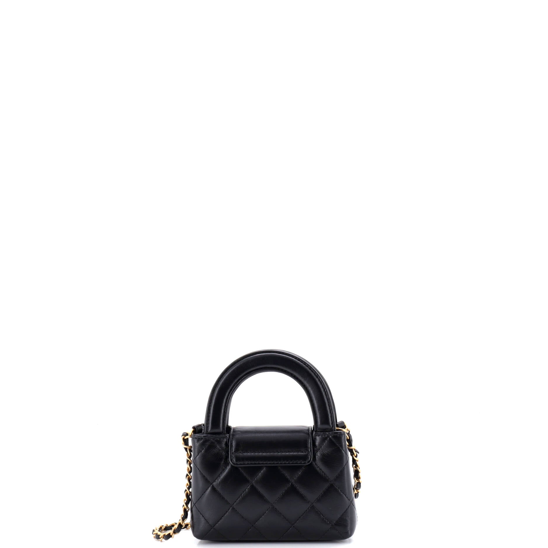 Kelly Top Handle Shopping Bag Quilted Shiny Aged Calfskin Nano