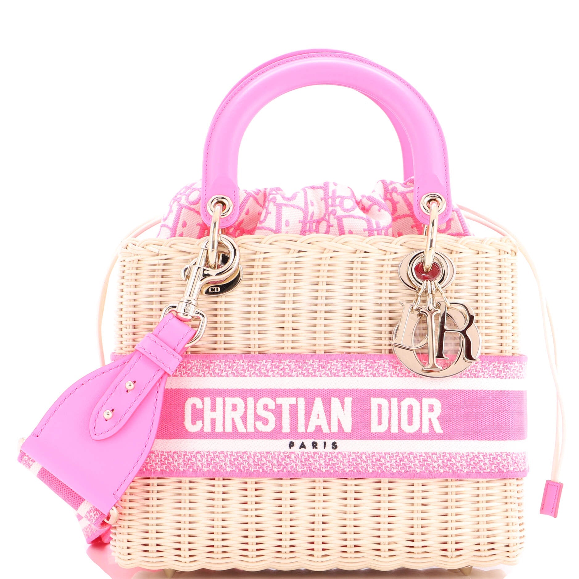 Lady Dior Bag Wicker and Oblique Canvas Medium