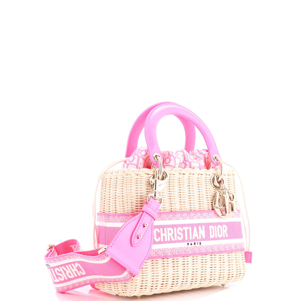 Lady Dior Bag Wicker and Oblique Canvas Medium