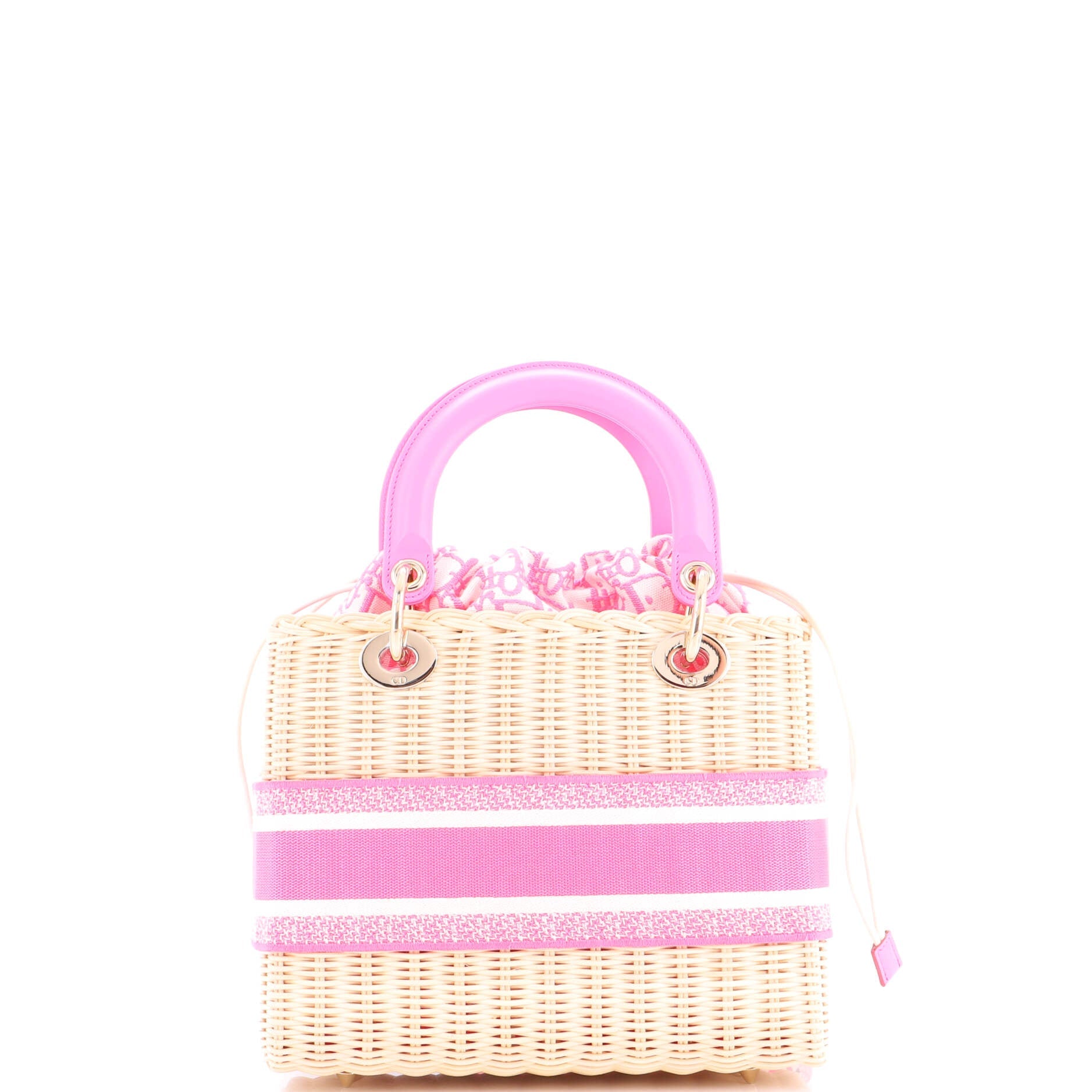Lady Dior Bag Wicker and Oblique Canvas Medium
