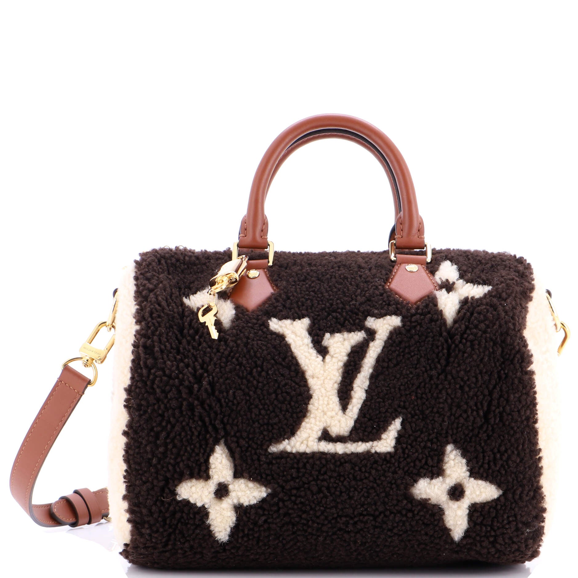 Speedy Bandouliere Bag Monogram Giant Teddy Fleece 25