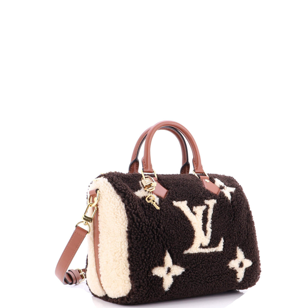 Speedy Bandouliere Bag Monogram Giant Teddy Fleece 25