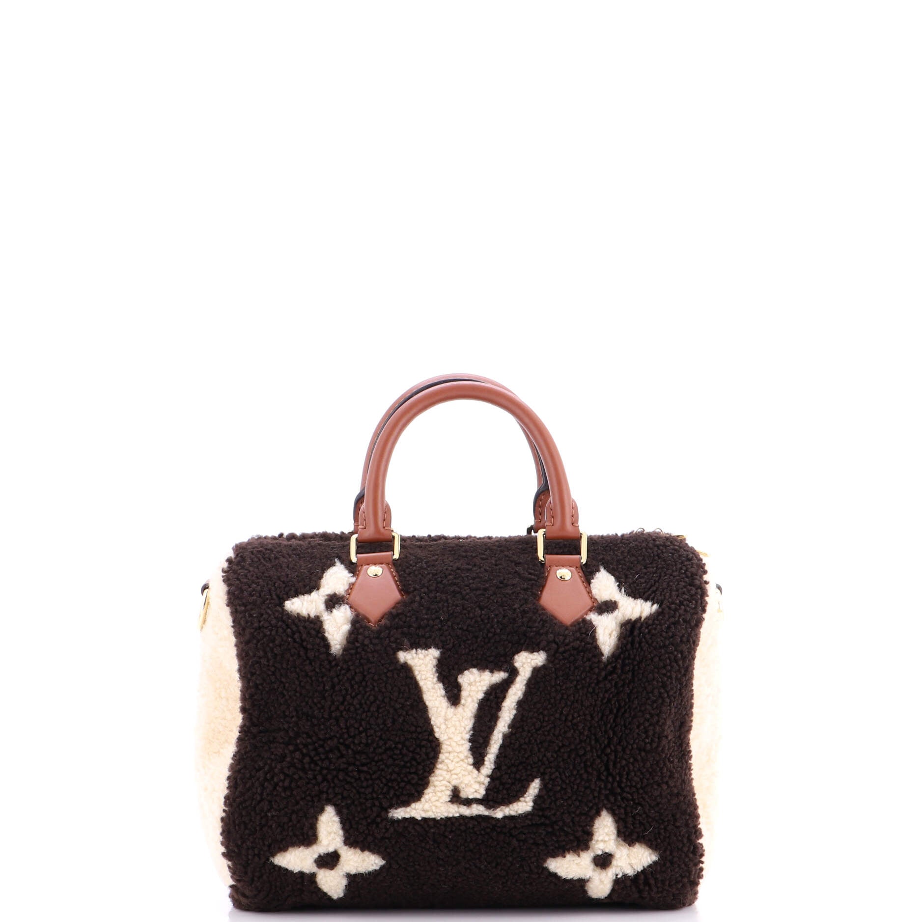 Speedy Bandouliere Bag Monogram Giant Teddy Fleece 25