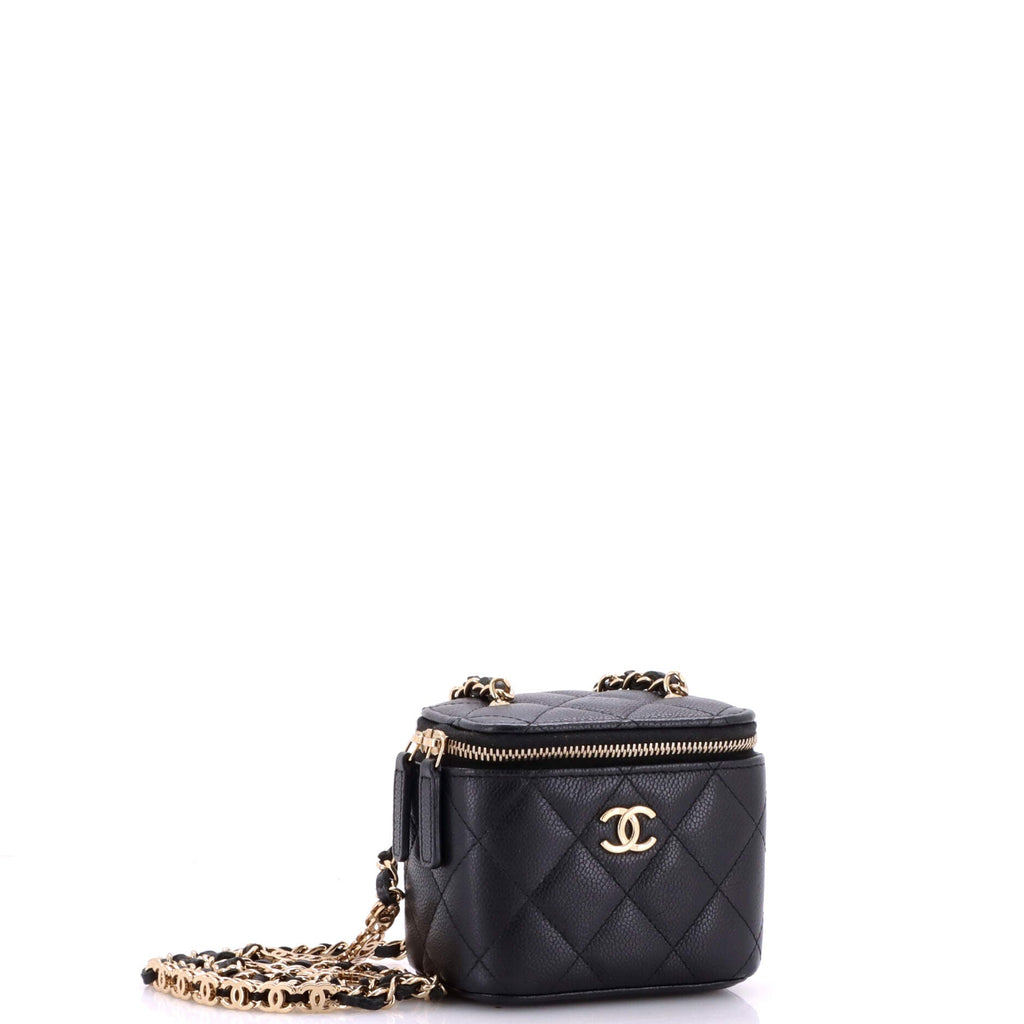 Classic Top Handle Vanity Case with Chain Quilted Lambskin Mini