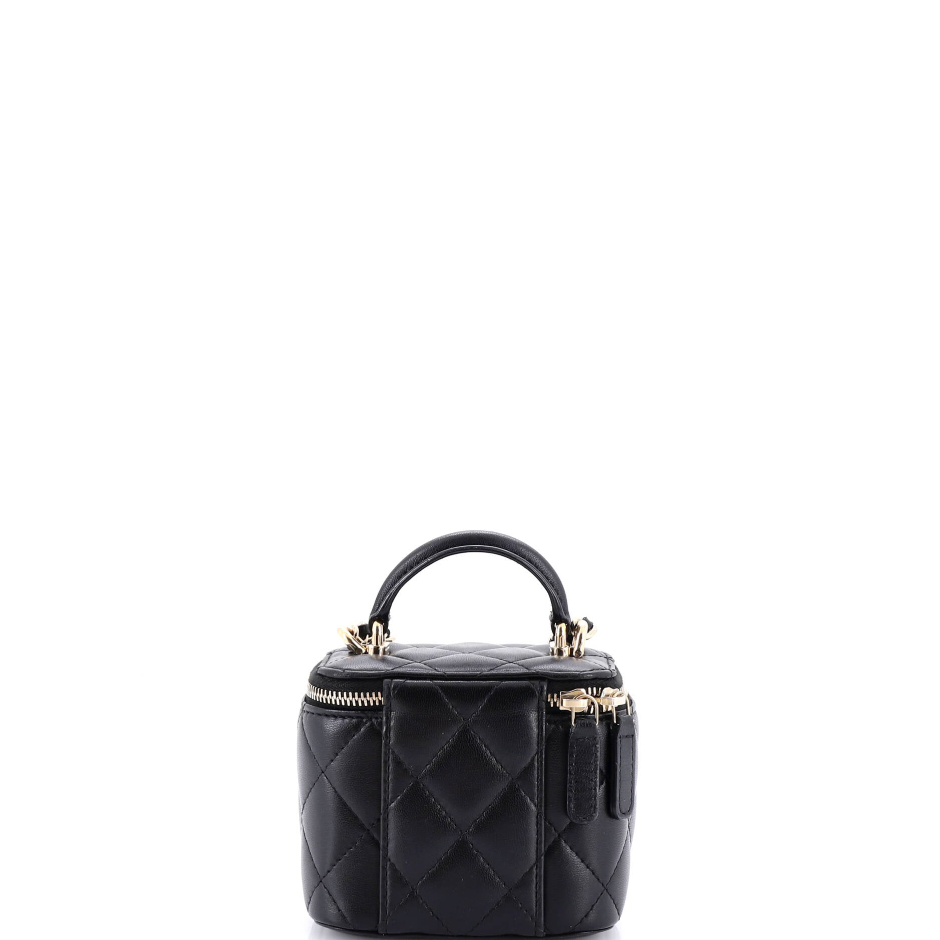 Tiny CC Link Vanity Case with Chain Quilted Caviar Mini