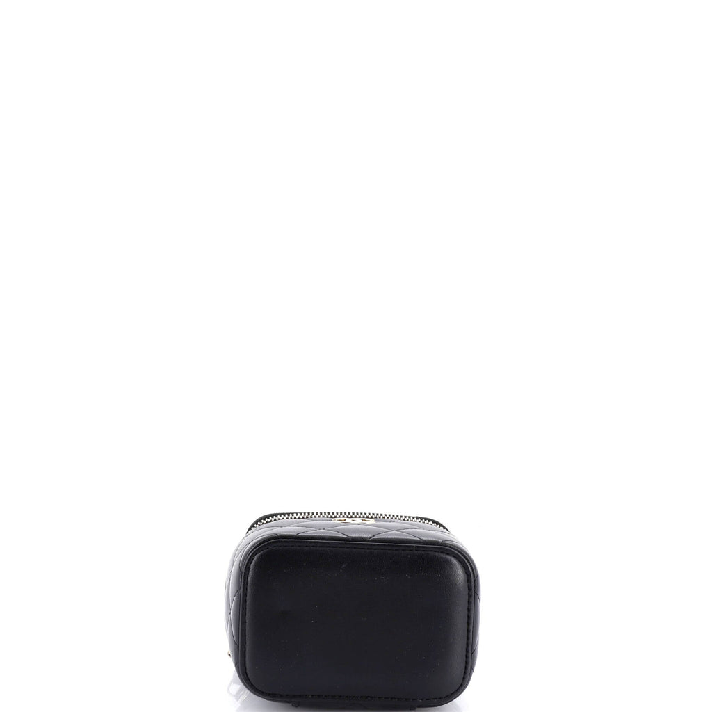 Tiny CC Link Vanity Case with Chain Quilted Caviar Mini