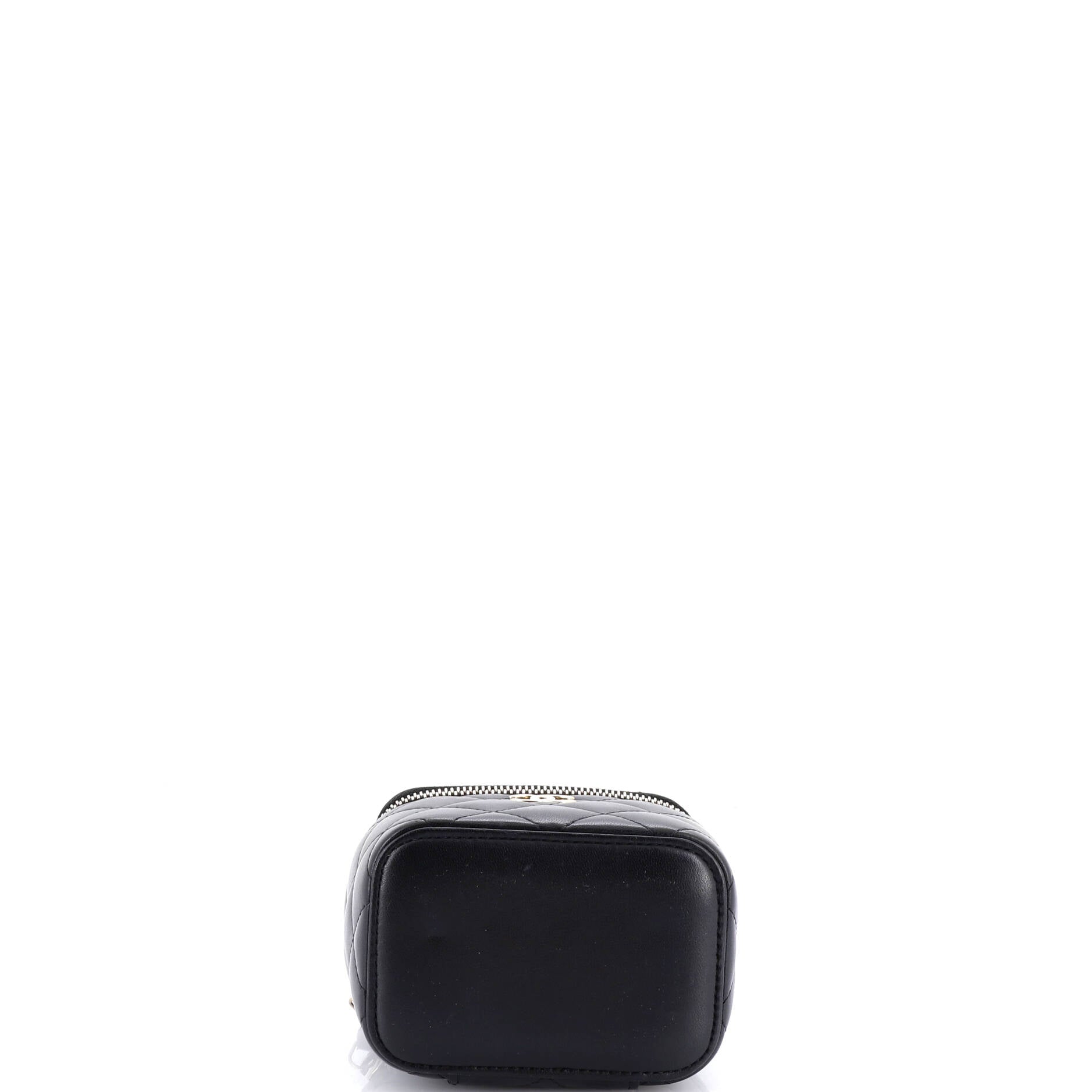 Tiny CC Link Vanity Case with Chain Quilted Caviar Mini