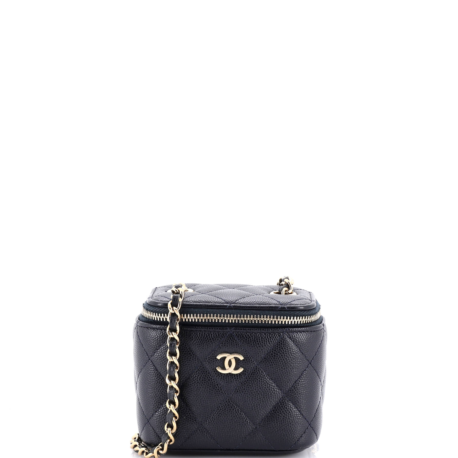 Classic Vanity Case with Chain Quilted Caviar Mini
