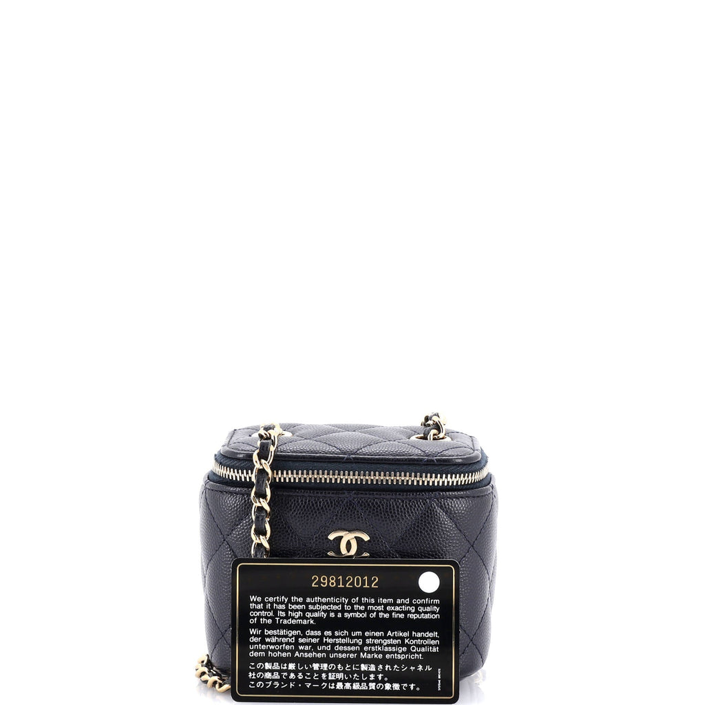 Classic Vanity Case with Chain Quilted Caviar Mini
