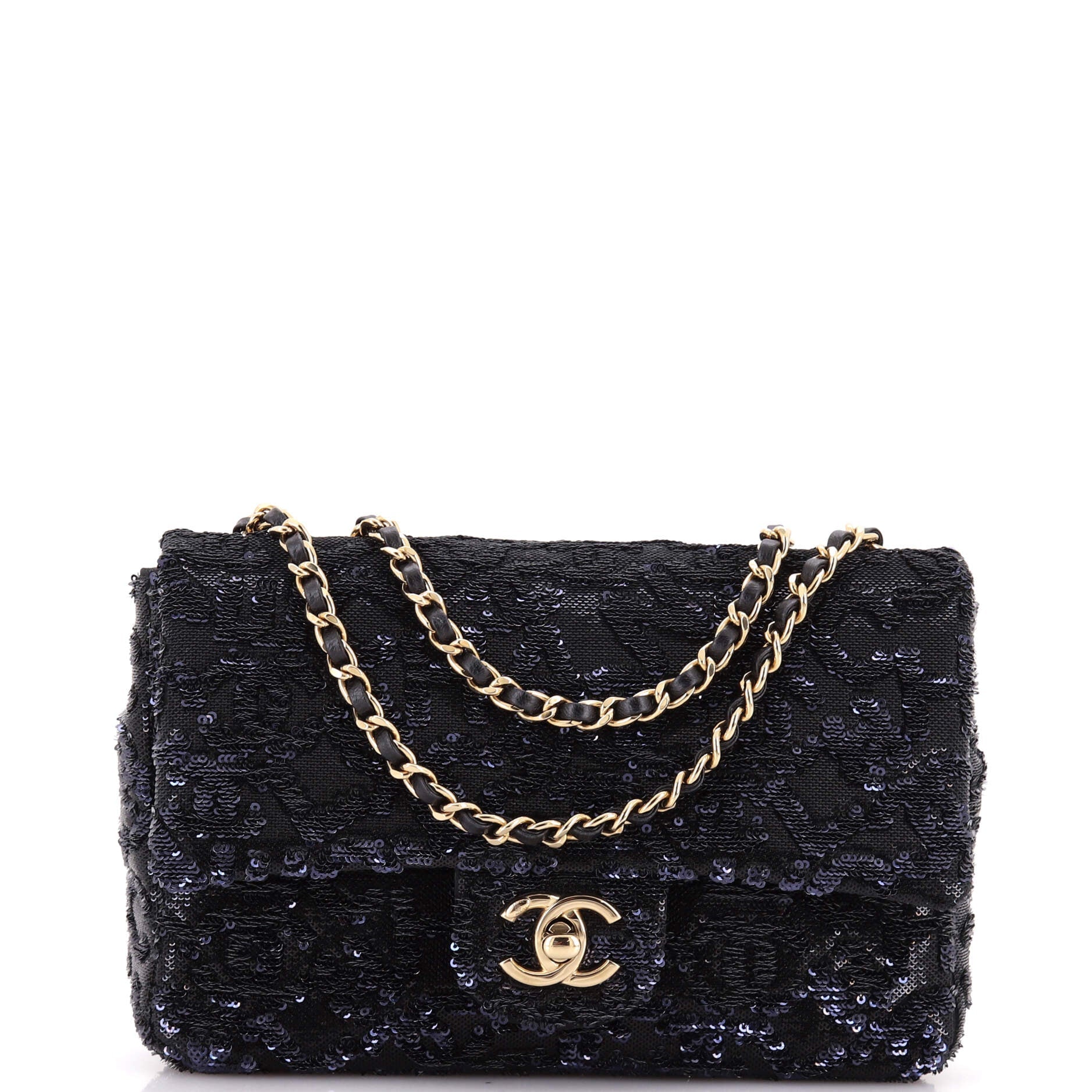Classic Single Flap Bag Logo Sequins Mini