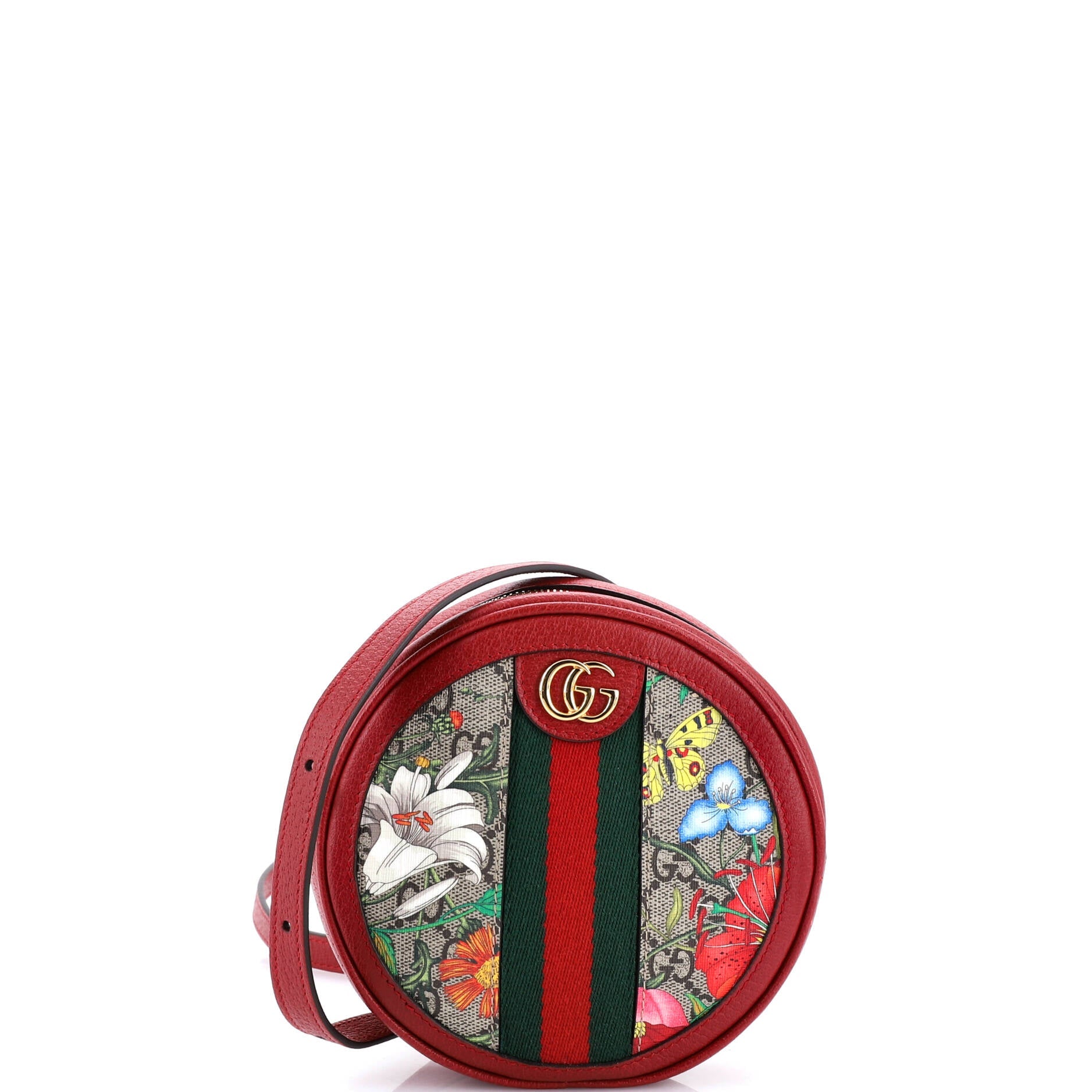 Ophidia Round Backpack Flora GG Coated Canvas Mini