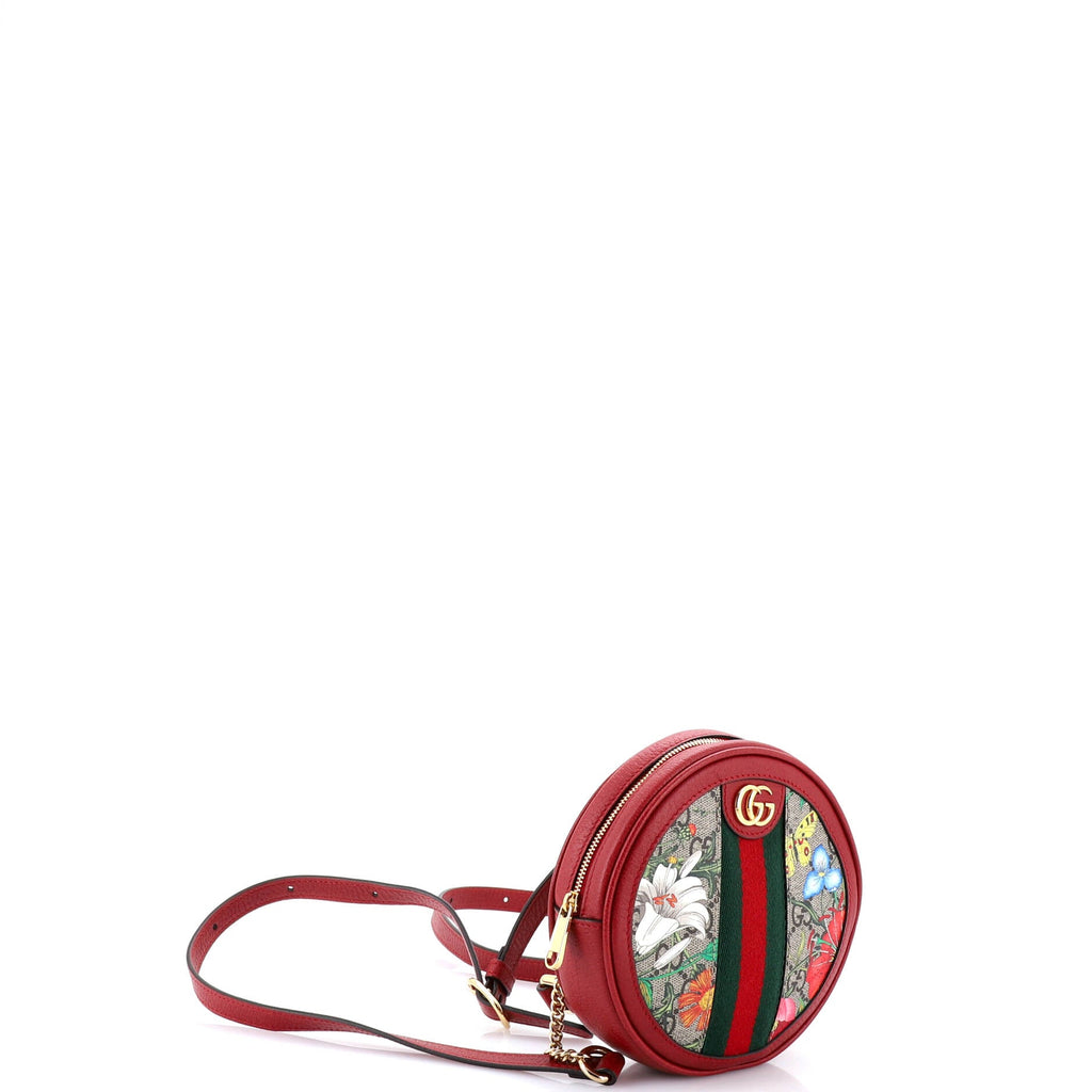 Ophidia Round Backpack Flora GG Coated Canvas Mini