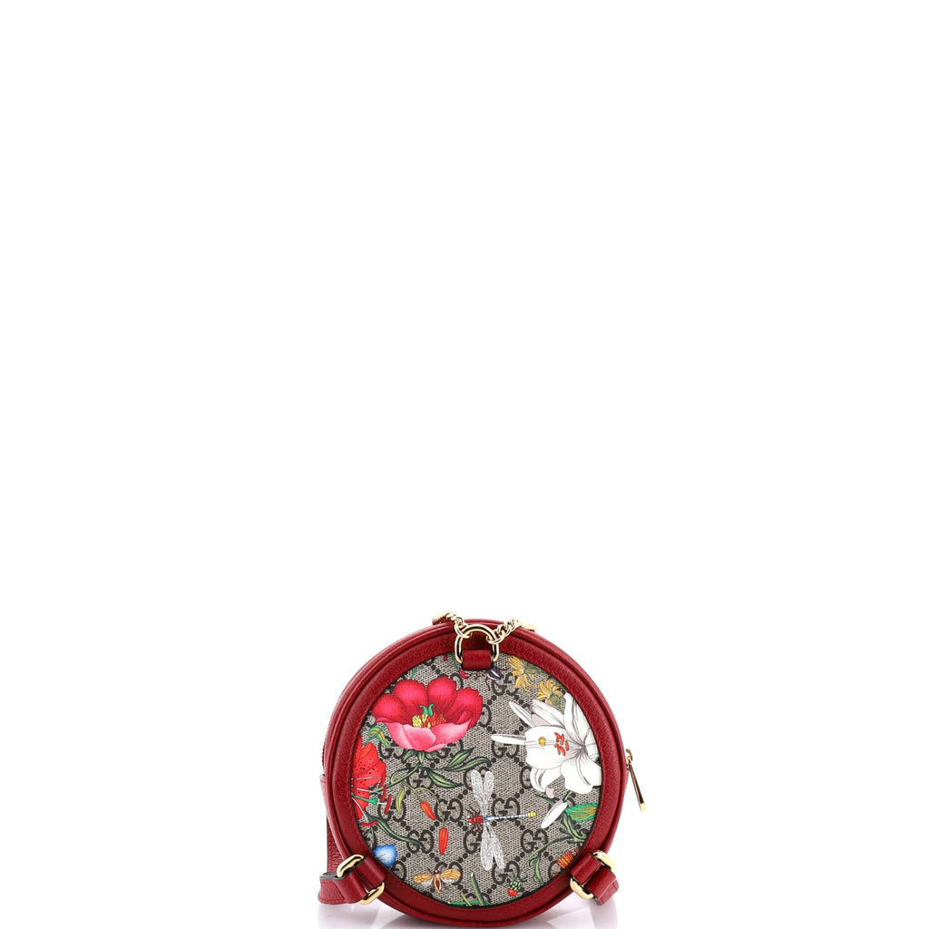 Ophidia Round Backpack Flora GG Coated Canvas Mini