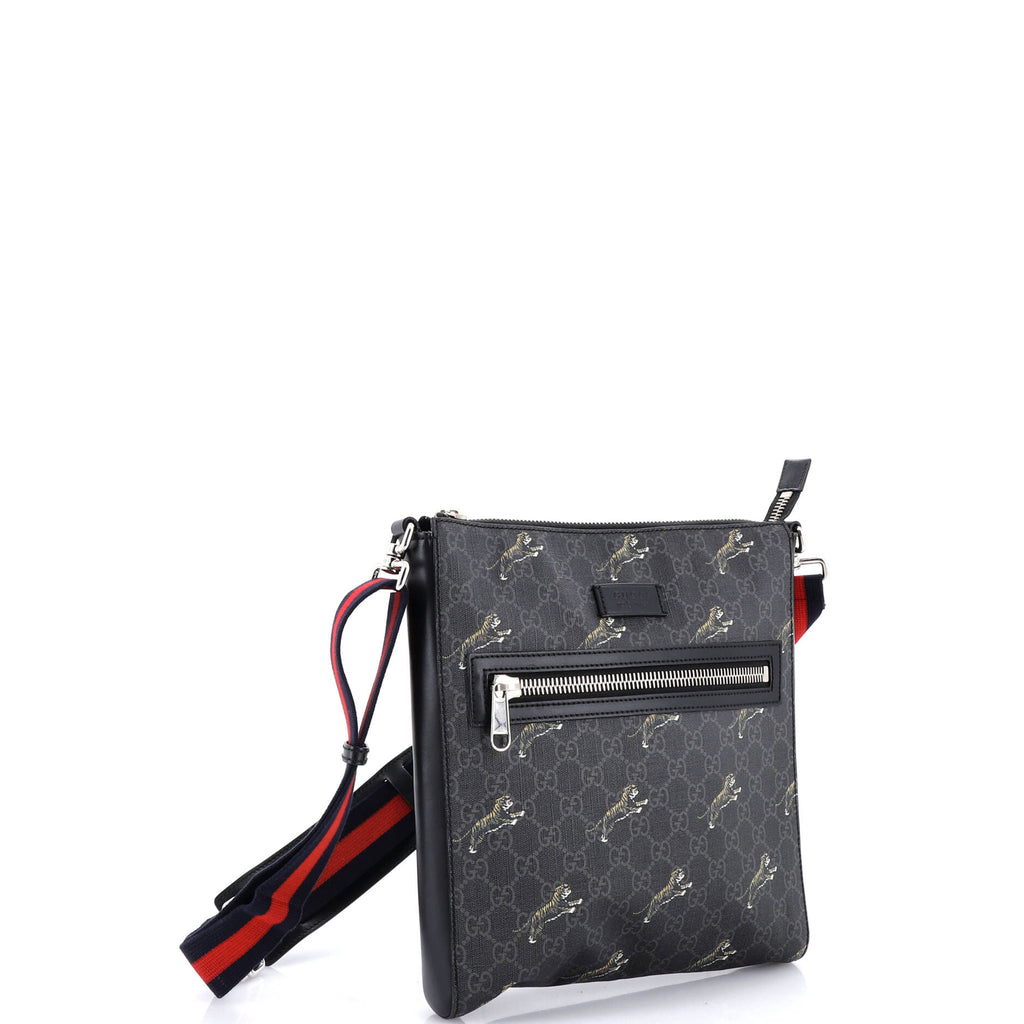 Web Strap Front Zip Messenger Bag Printed GG Coated Canvas Medium