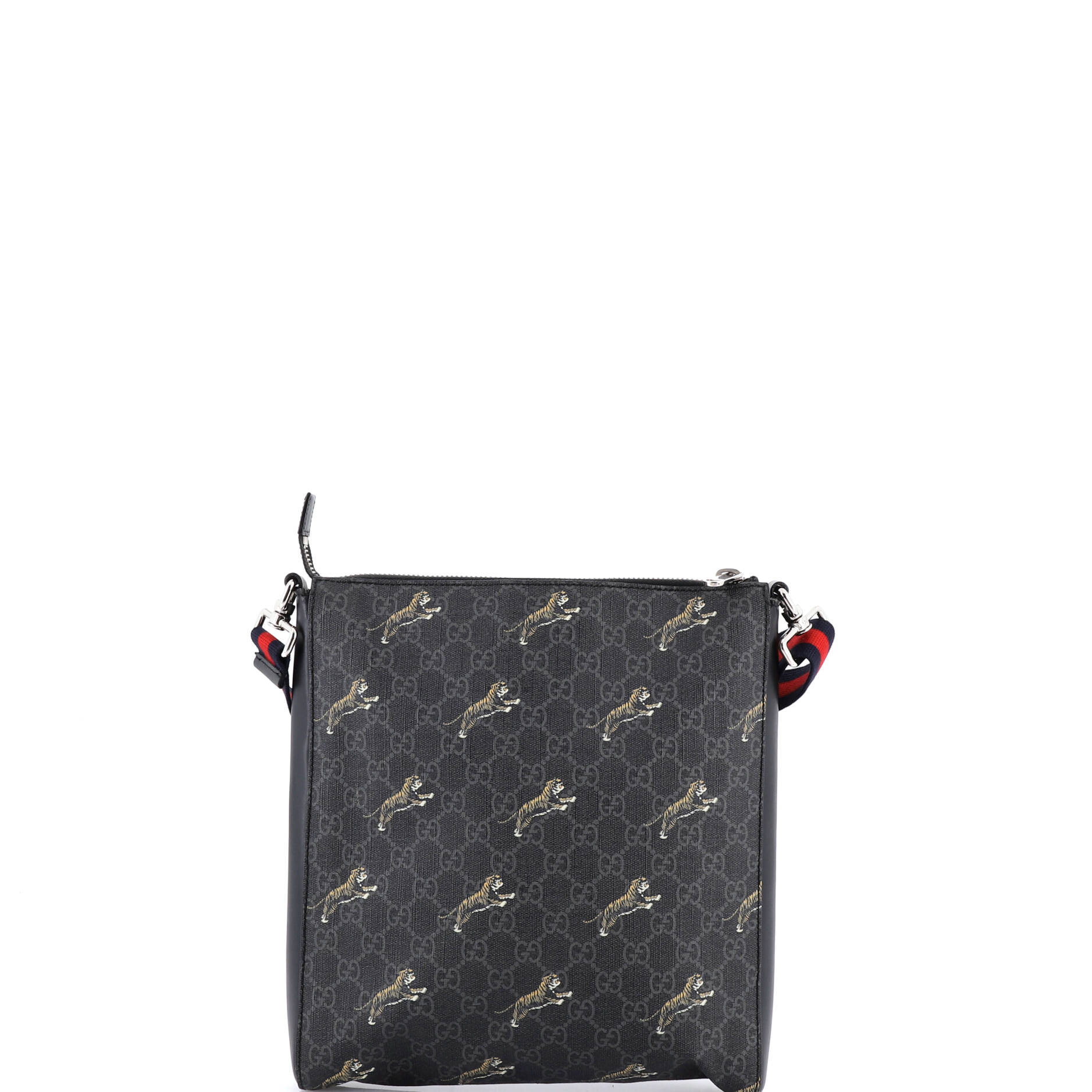Web Strap Front Zip Messenger Bag Printed GG Coated Canvas Medium