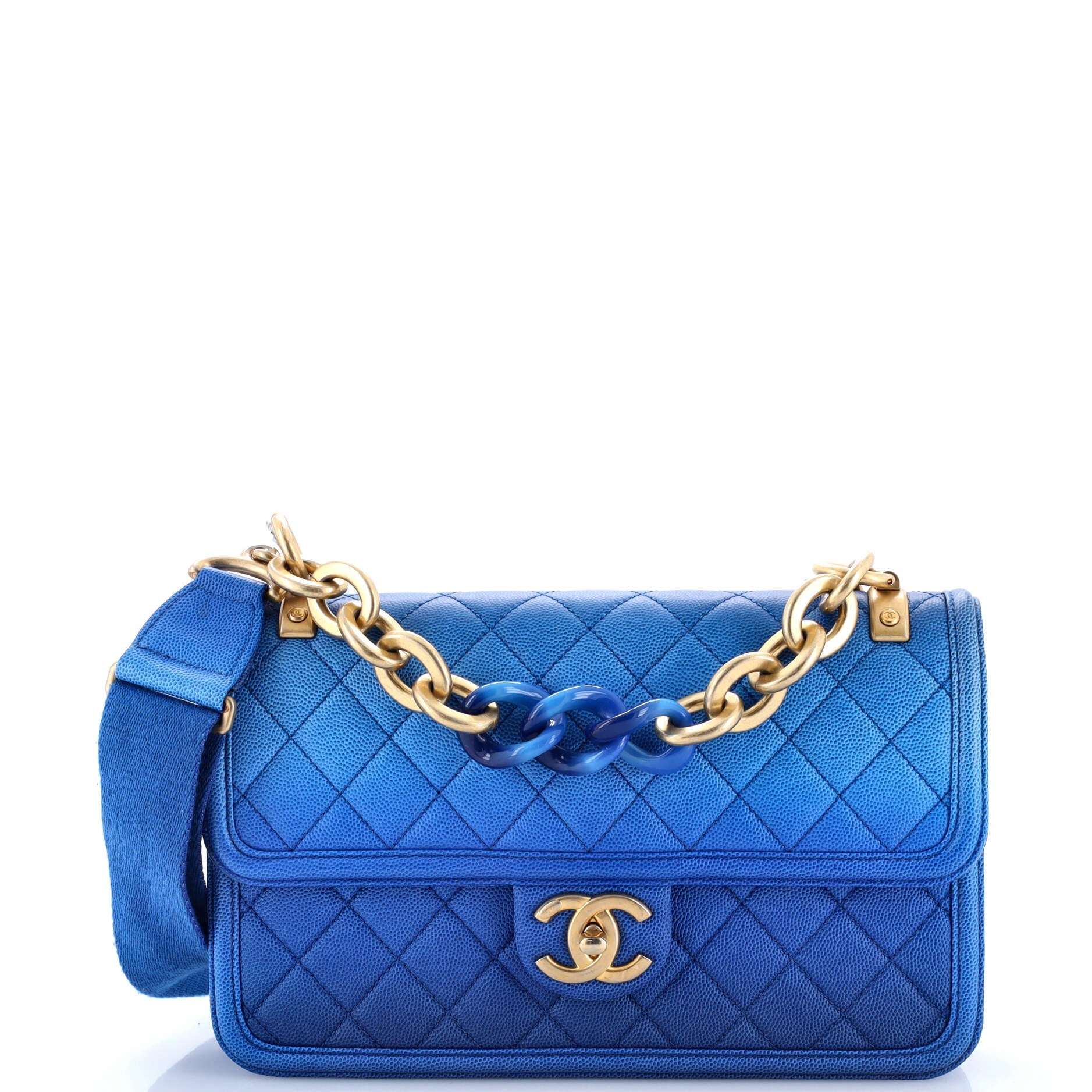 Sunset On The Sea Flap Bag Quilted Caviar Medium