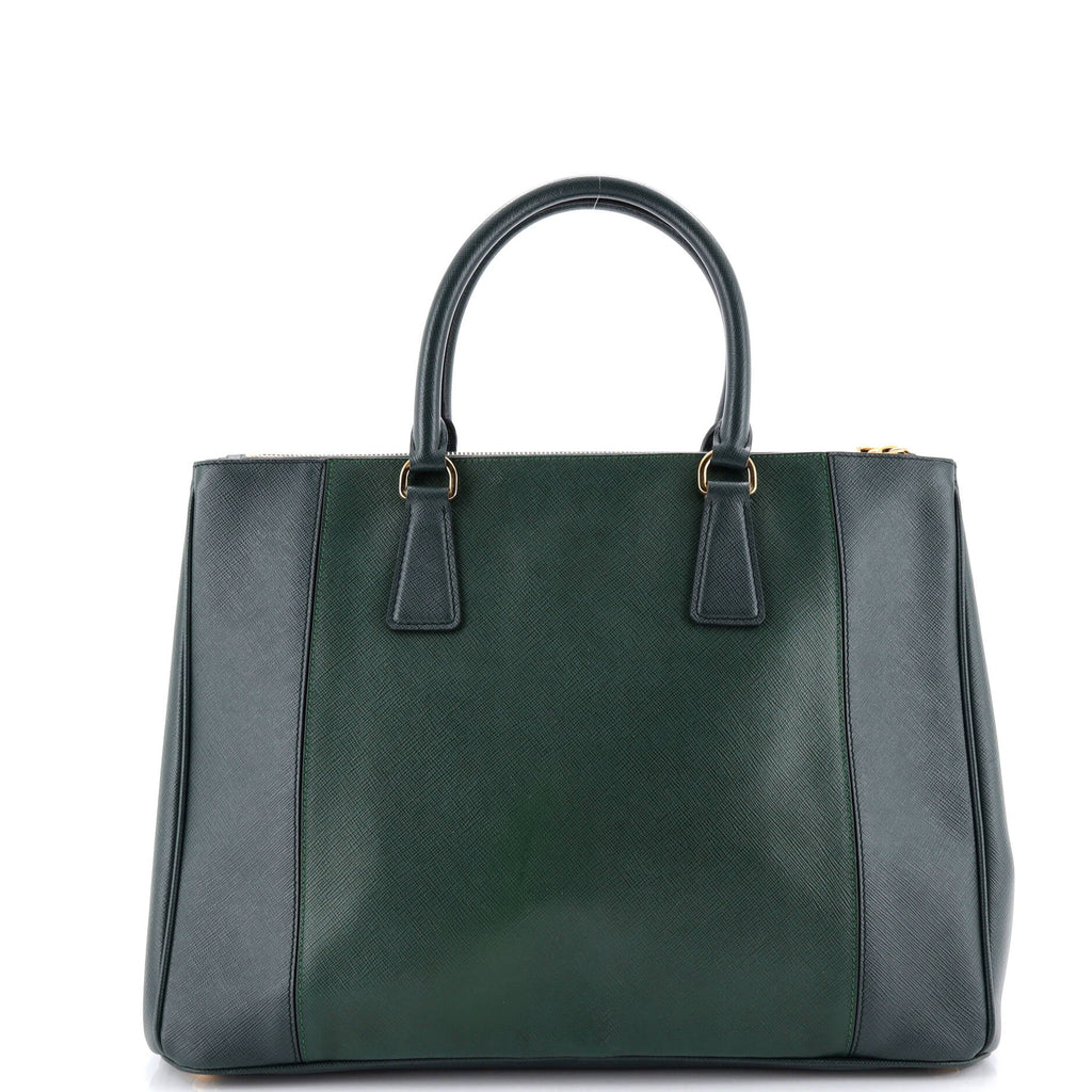 Bicolor Double Zip Lux Tote Saffiano Leather Medium