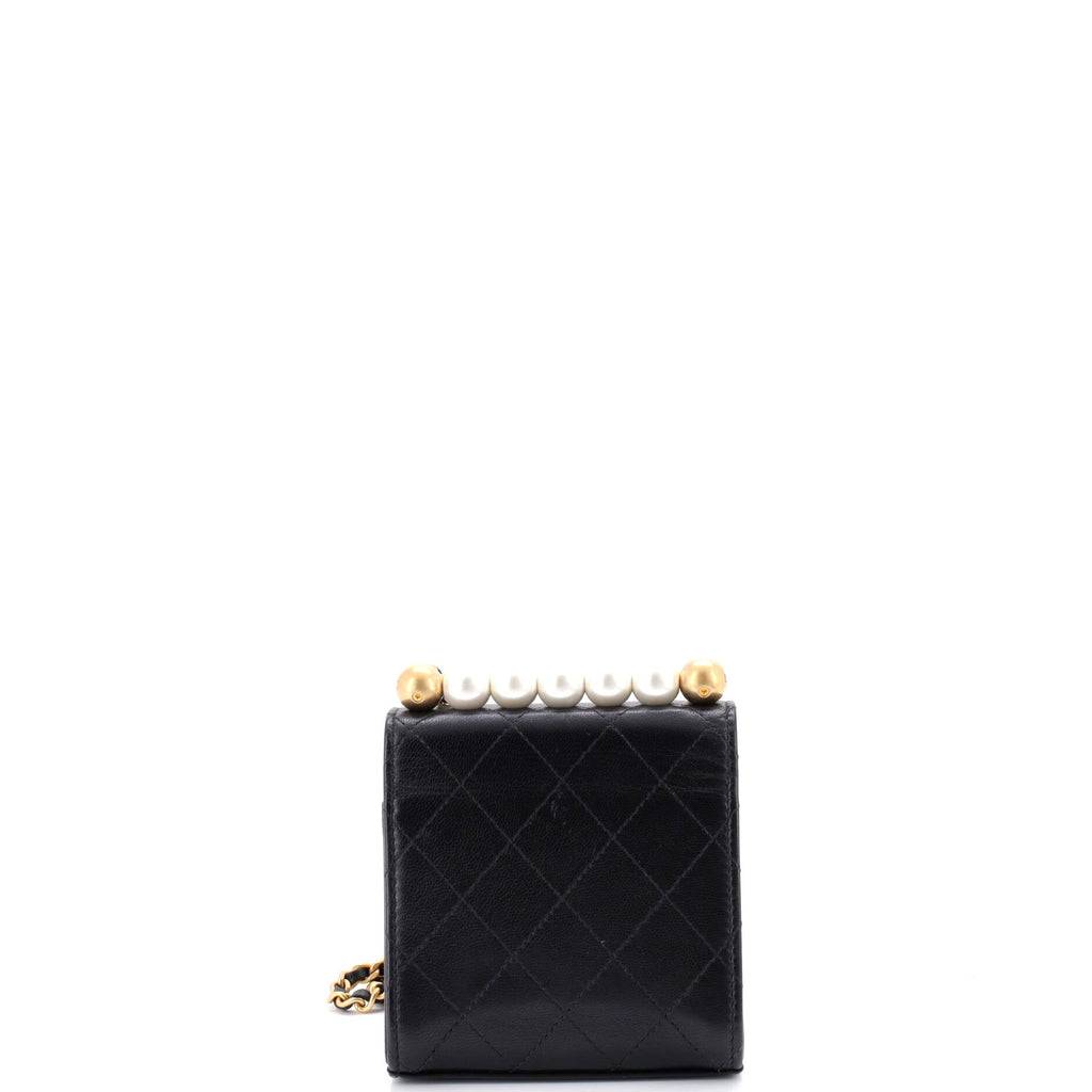 Chic Pearls Flap Clutch with Chain Quilted Goatskin Mini