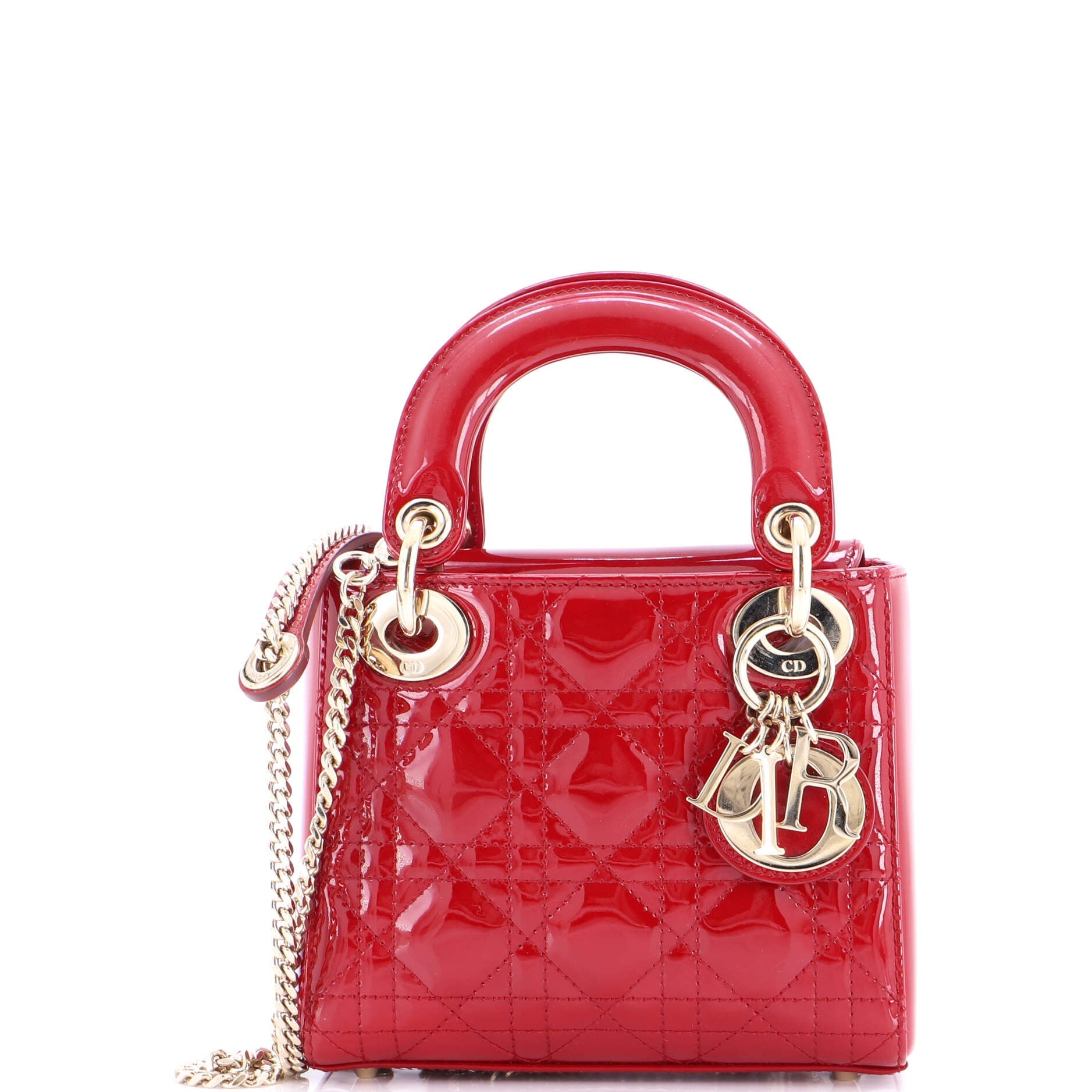 Lady Dior Chain Bag Cannage Quilt Patent Mini