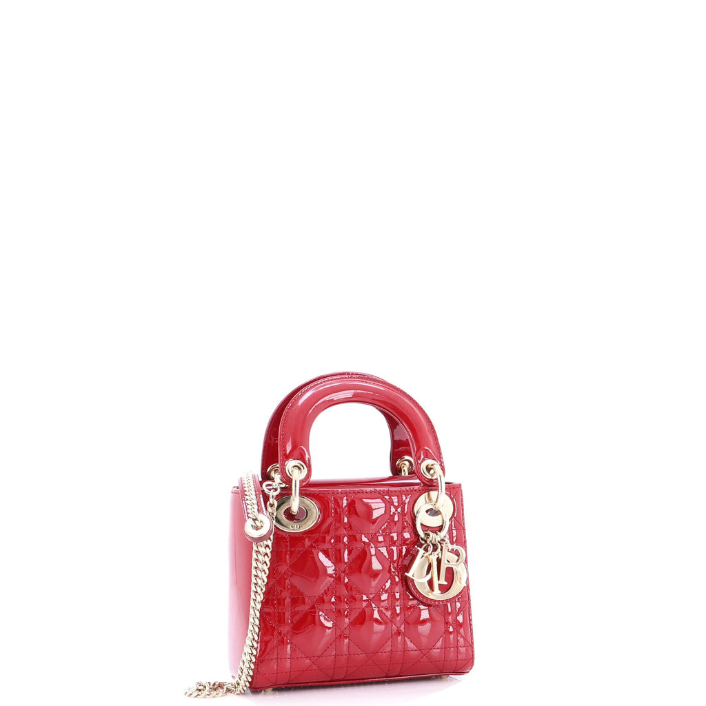 Lady Dior Chain Bag Cannage Quilt Patent Mini