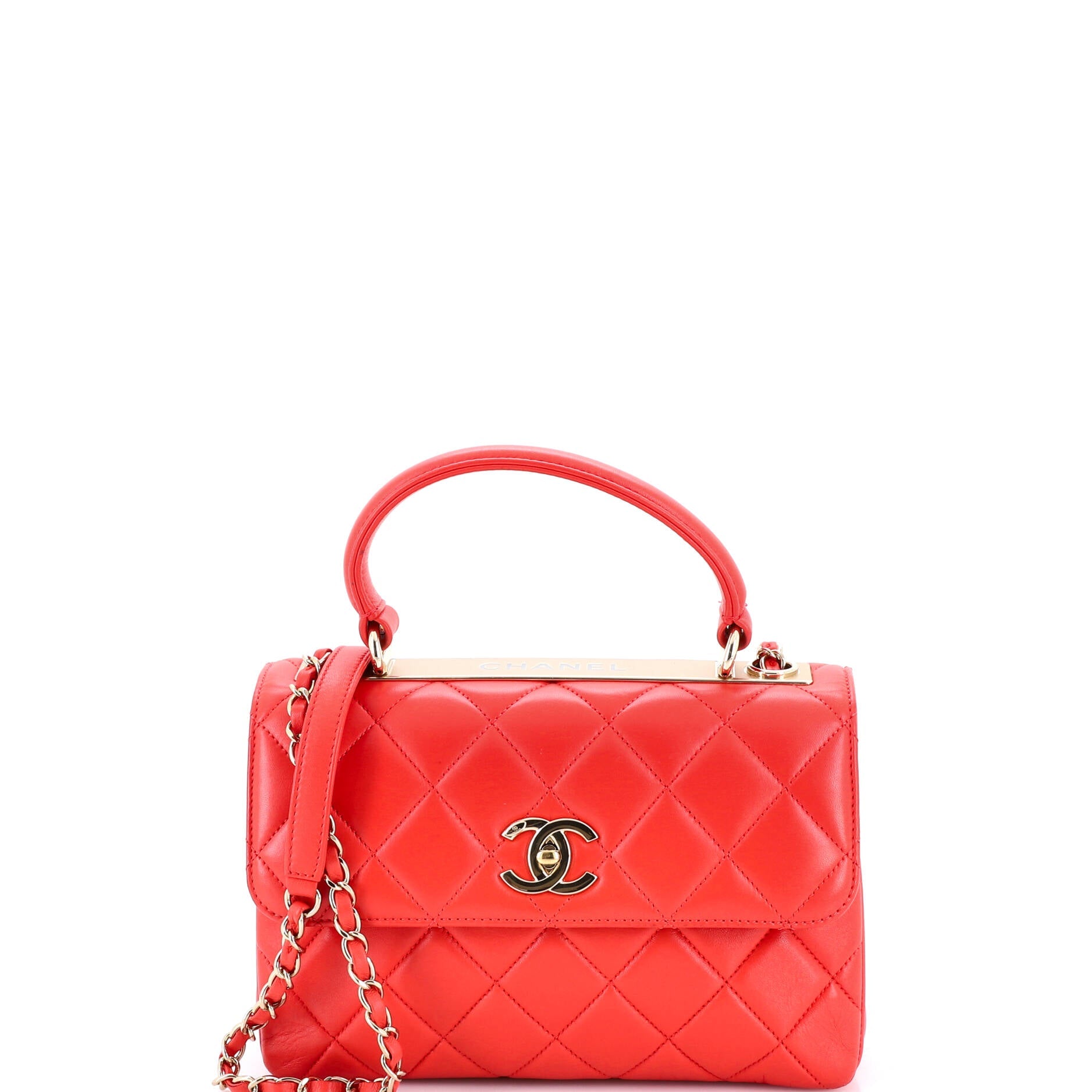 Trendy CC Top Handle Bag Quilted Lambskin Small