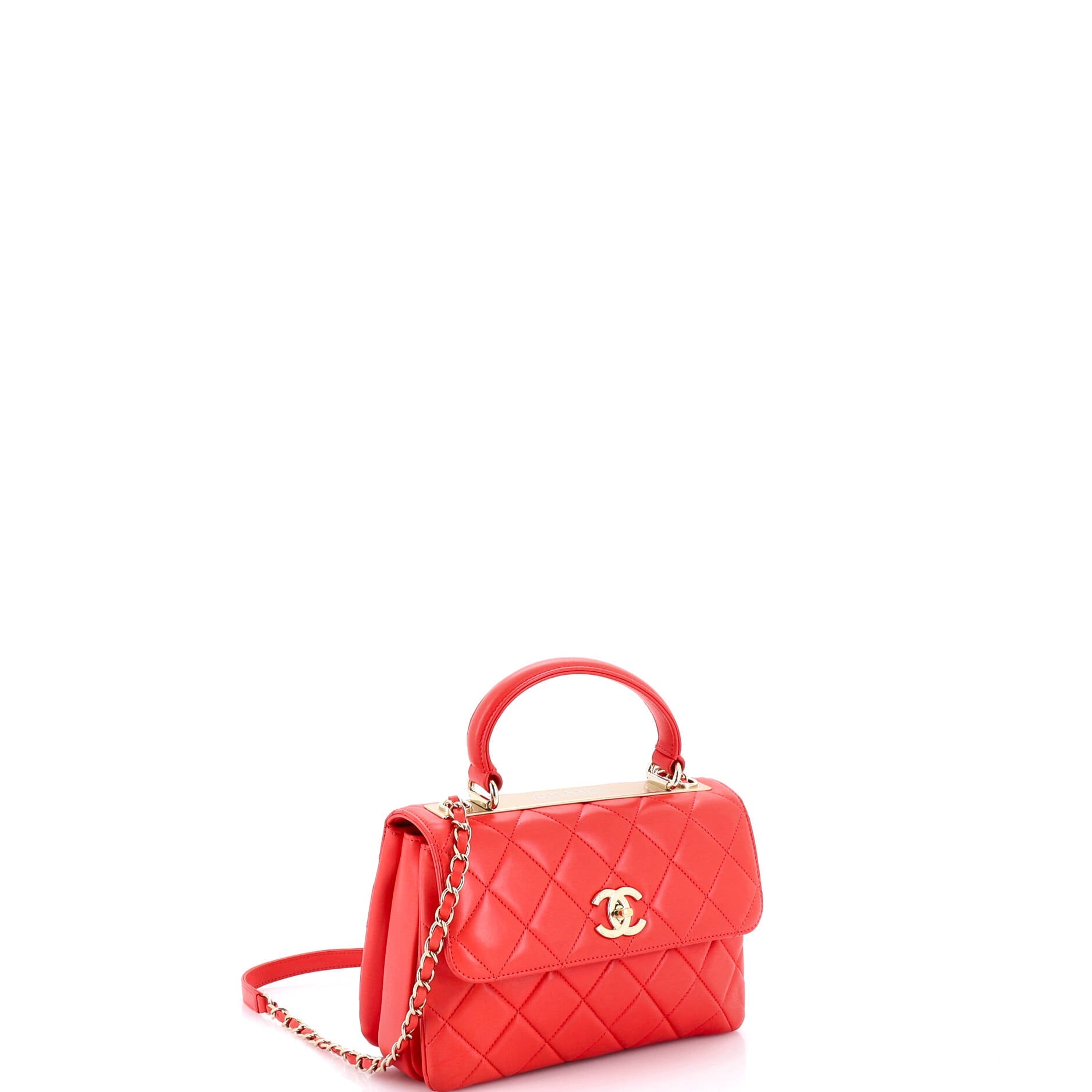 Trendy CC Top Handle Bag Quilted Lambskin Small