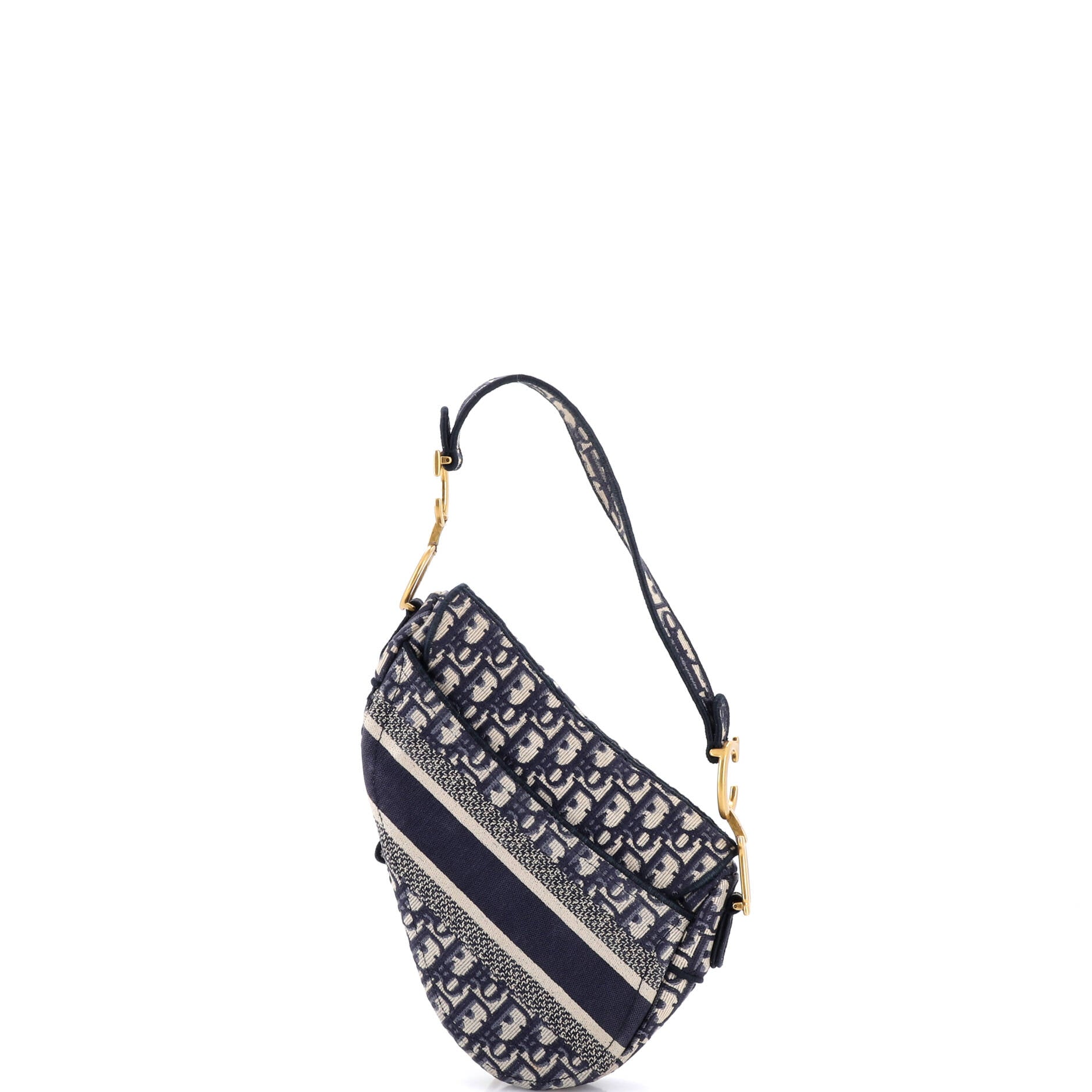 Saddle Handbag Logo Embroidered Oblique Canvas Medium