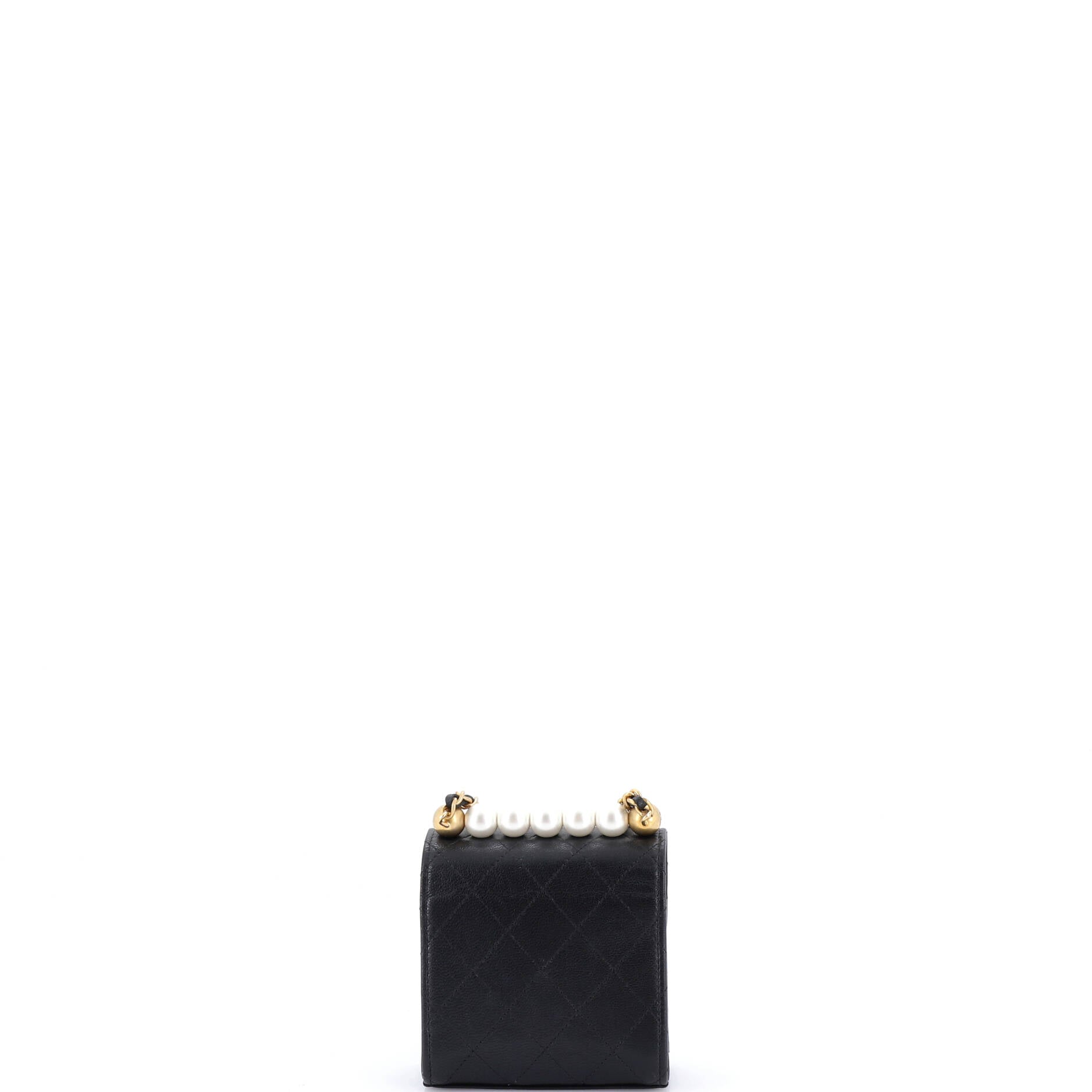 Chic Pearls Flap Clutch with Chain Quilted Goatskin Mini