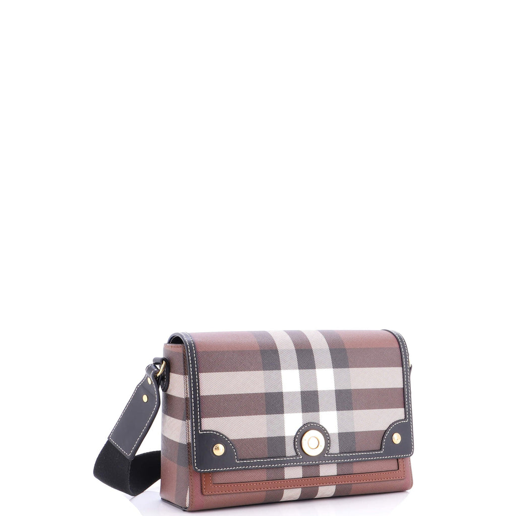 Note Crossbody Bag Check Canvas and Leather Medium