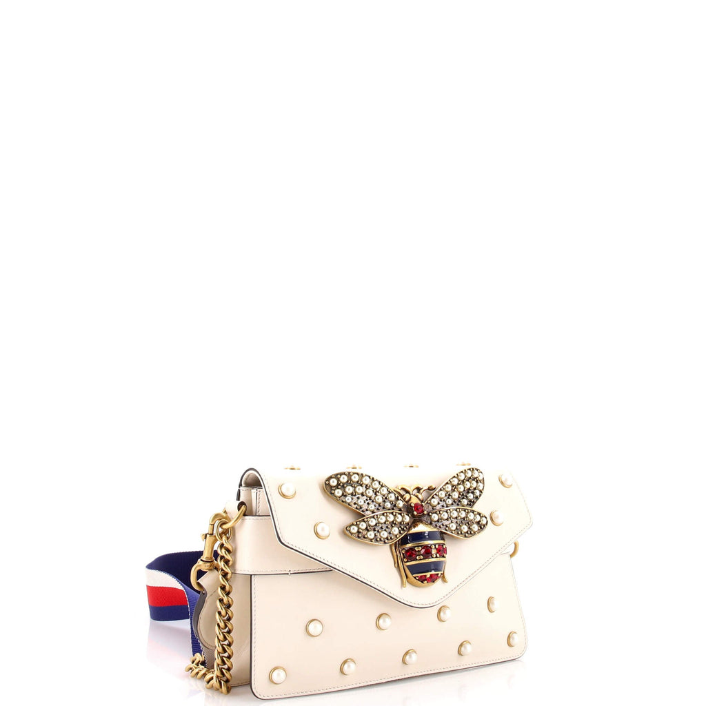 Broadway Pearly Bee Shoulder Bag Embellished Leather Mini