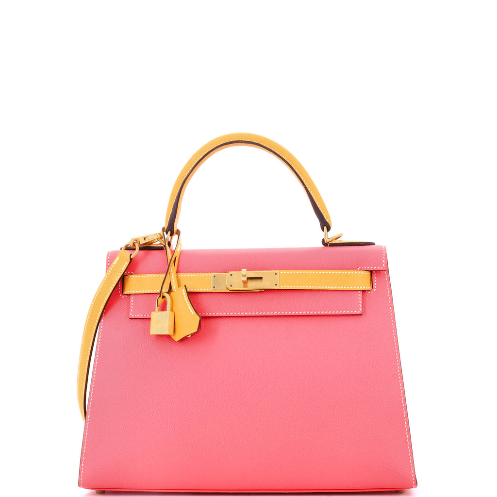 Kelly Handbag Bicolor Epsom with Brushed Gold Hardware 28