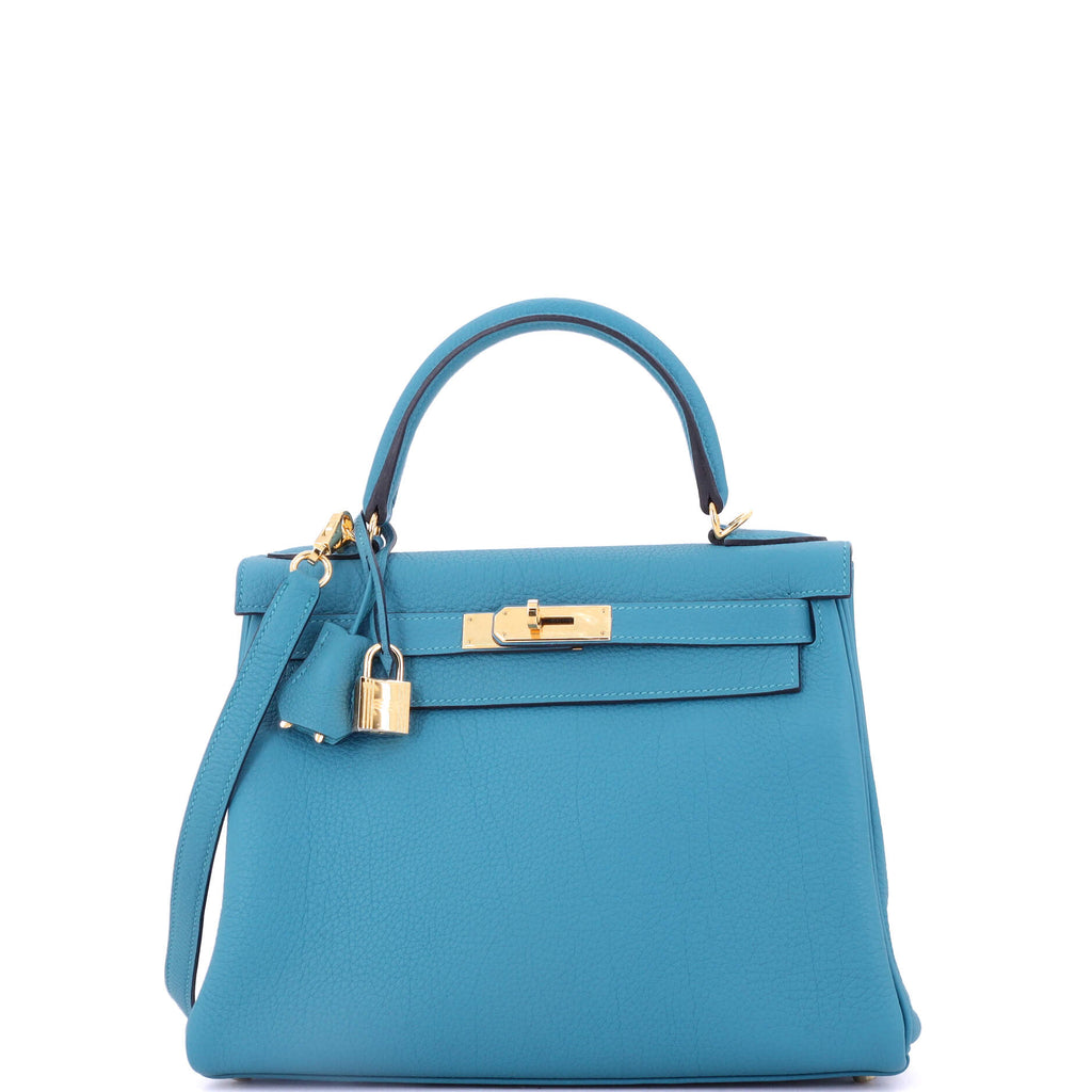 Kelly Handbag Turquoise Togo with Gold Hardware 28
