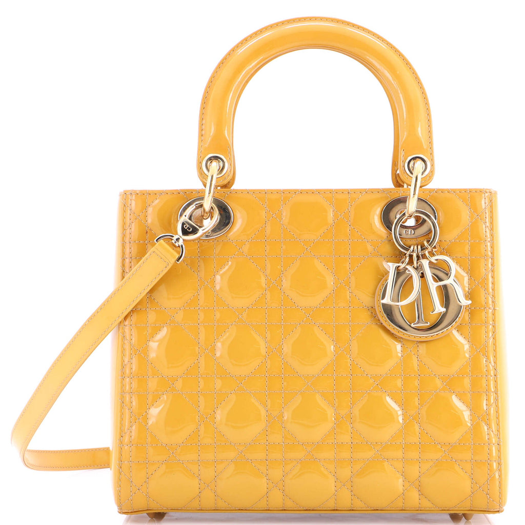 Lady Dior Bag Cannage Quilt Patent Medium