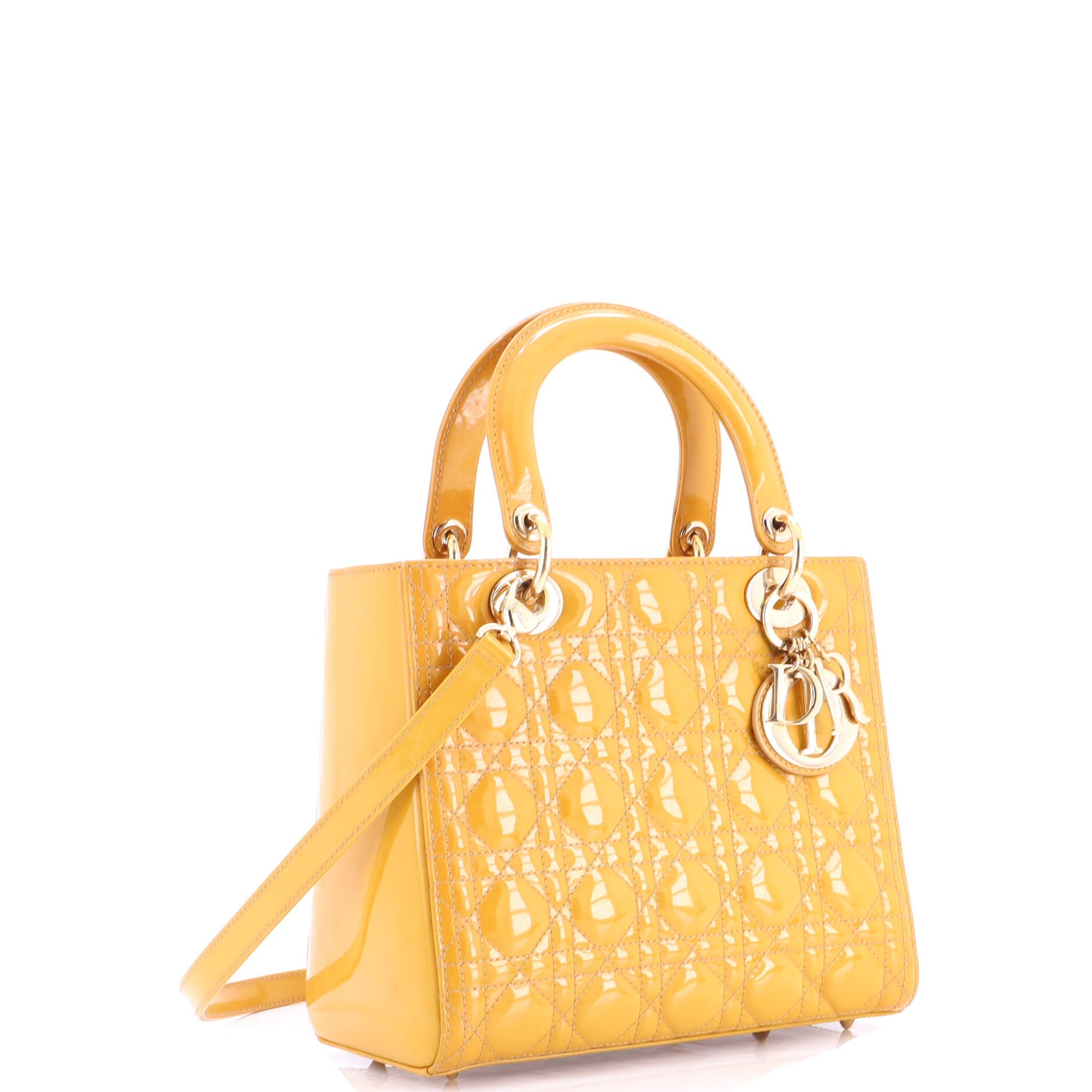 Lady Dior Bag Cannage Quilt Patent Medium