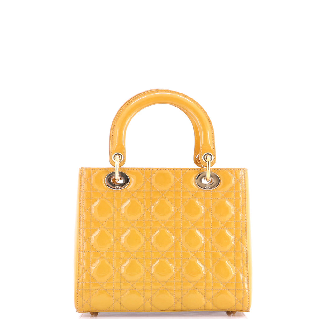 Lady Dior Bag Cannage Quilt Patent Medium