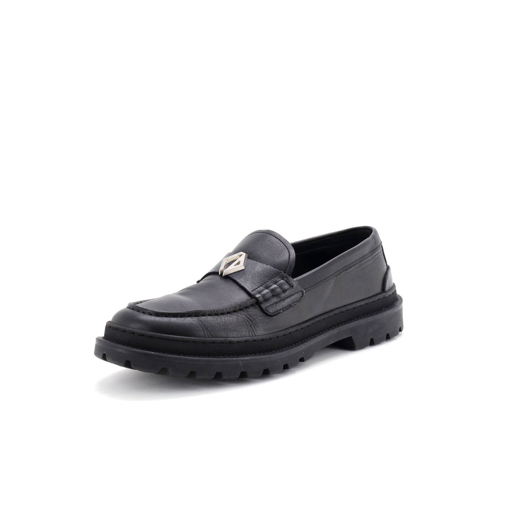Men's Logo Plaque Loafers Leather