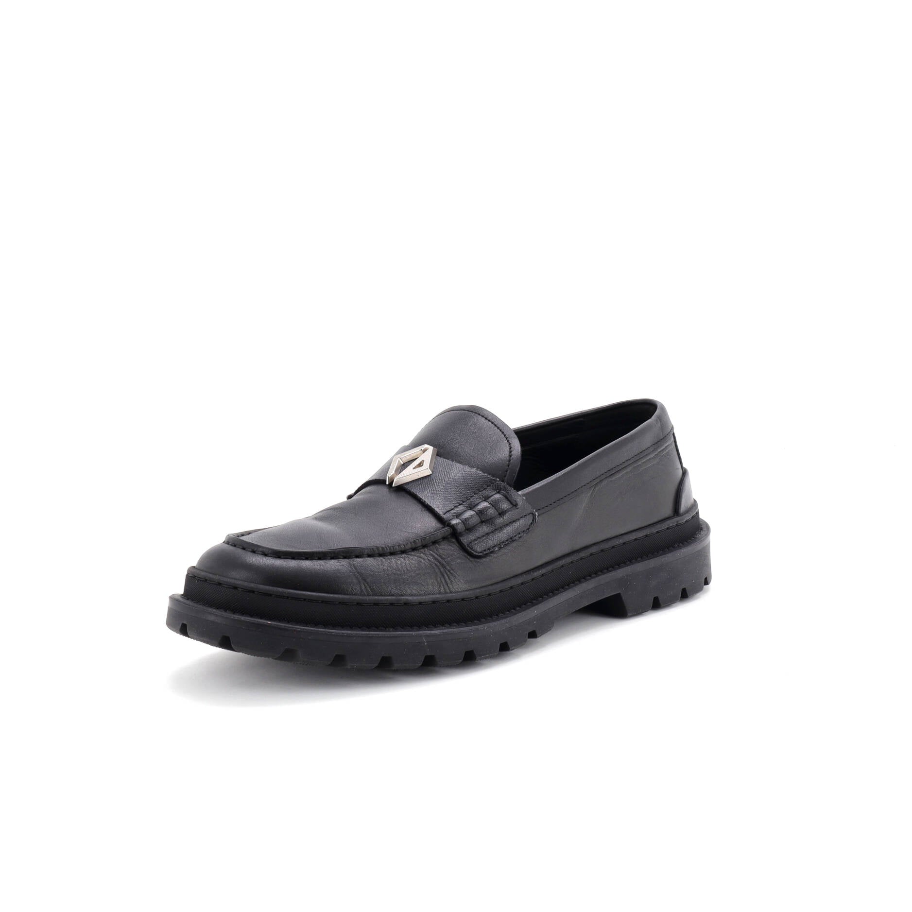 Men's Logo Plaque Loafers Leather