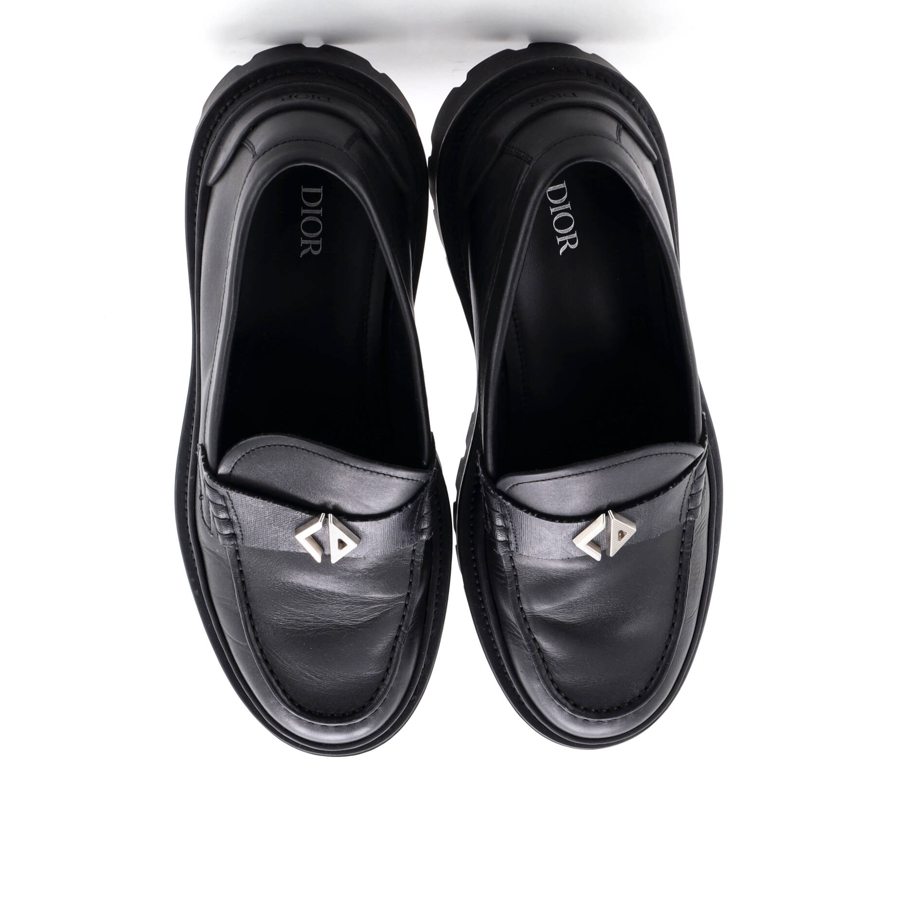 Men's Logo Plaque Loafers Leather