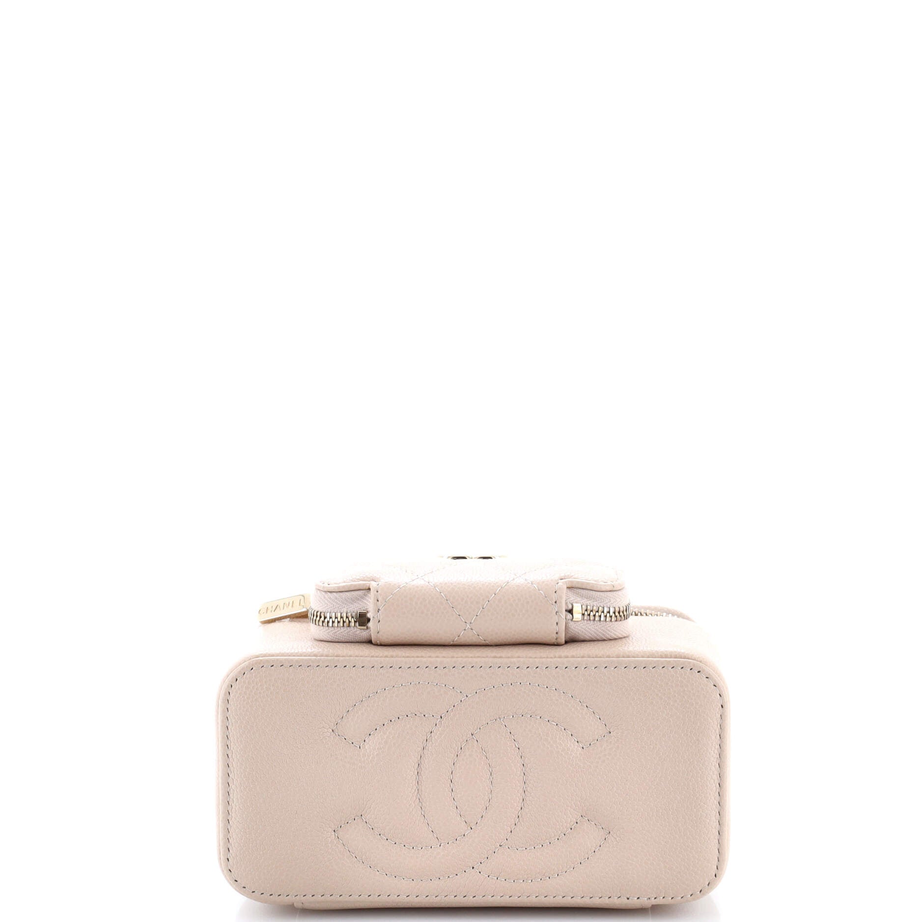 Business Affinity Top Handle Vanity Case with Chain Quilted Caviar Small