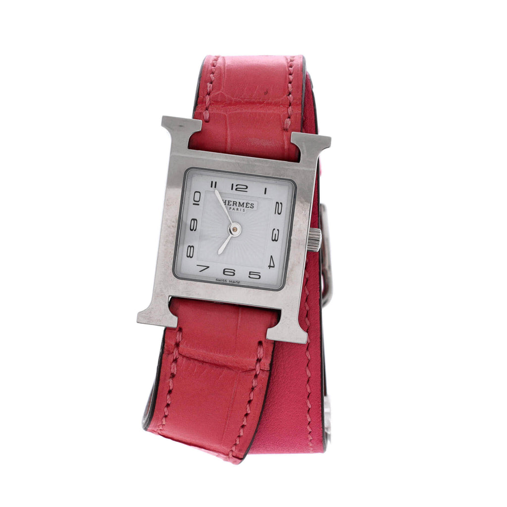 Heure H Double Tour Quartz Watch Stainless Steel and Alligator 21
