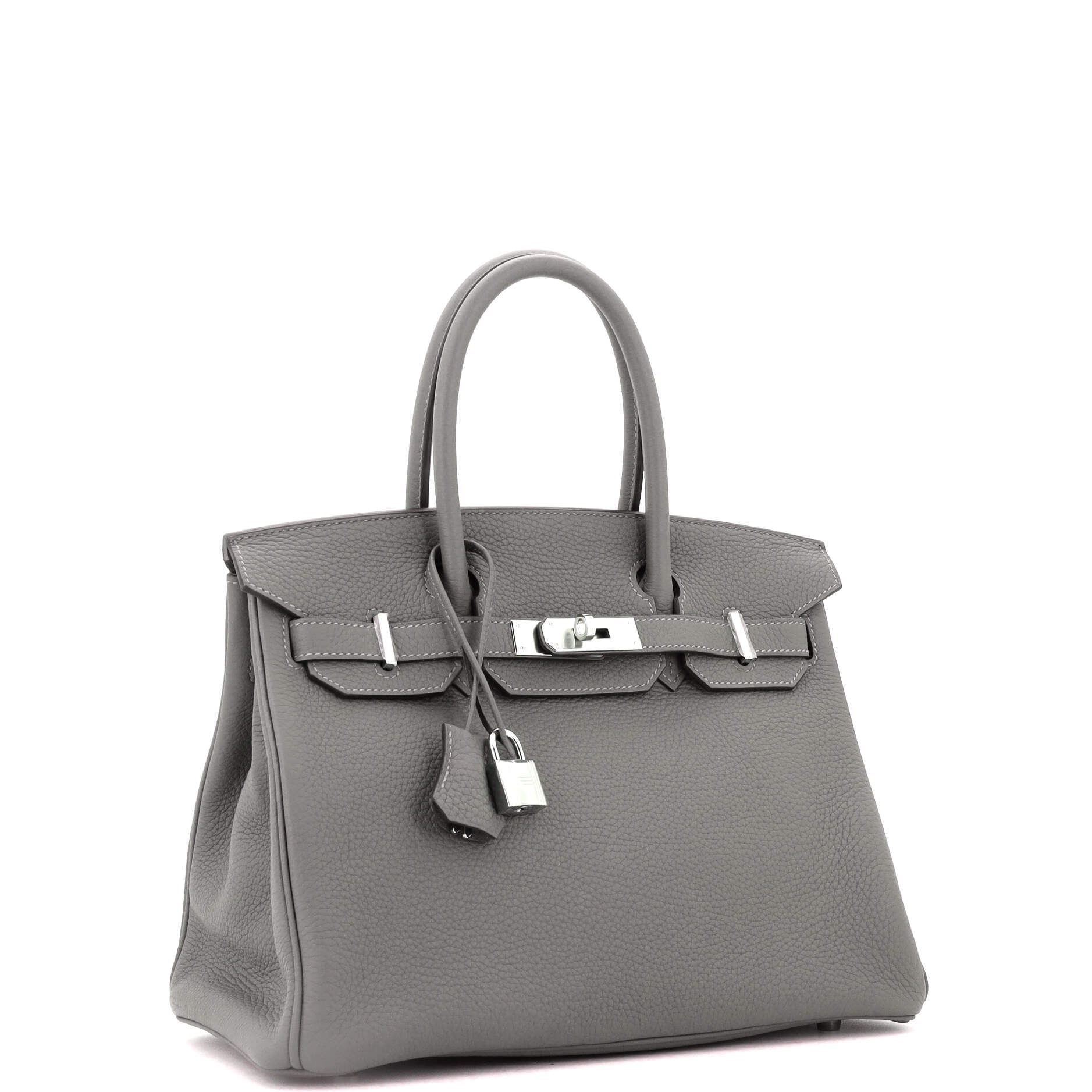 Birkin Handbag Grey Clemence with Palladium Hardware 30