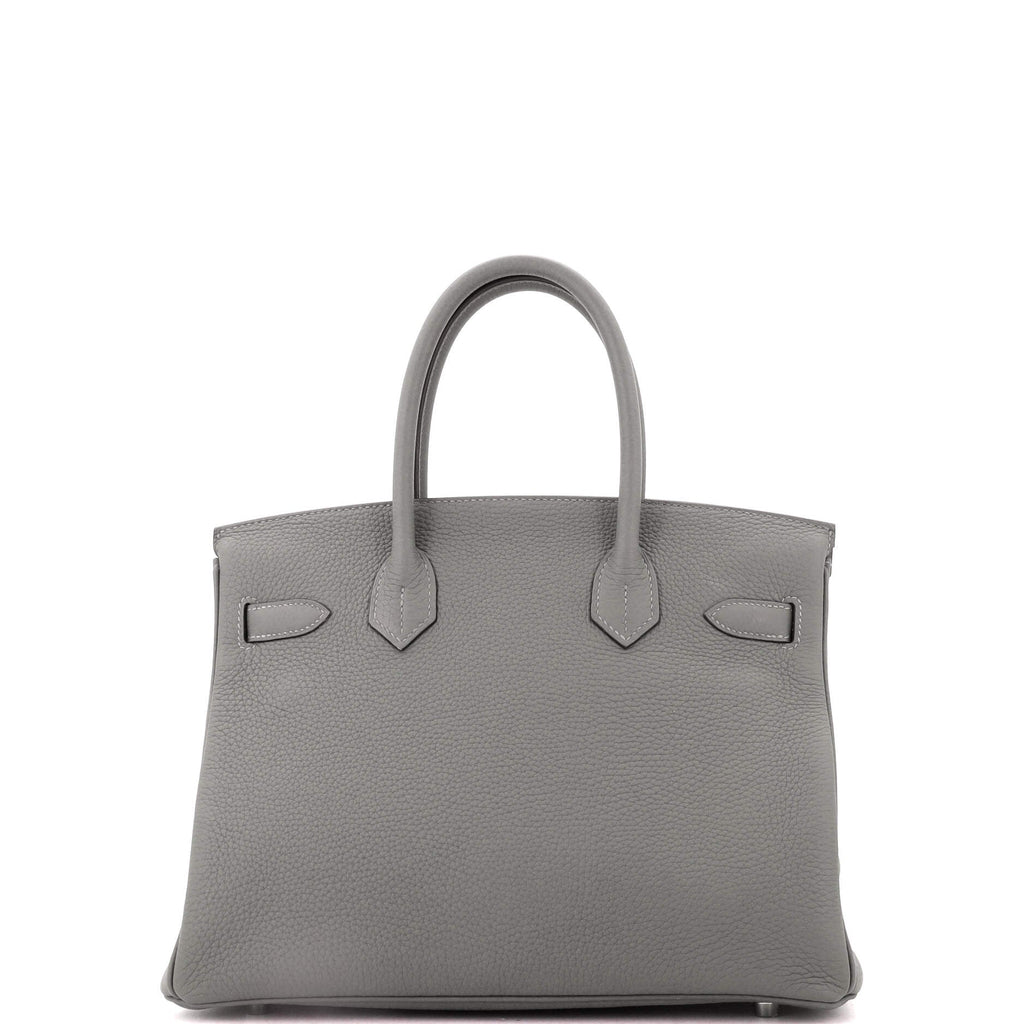 Birkin Handbag Grey Clemence with Palladium Hardware 30